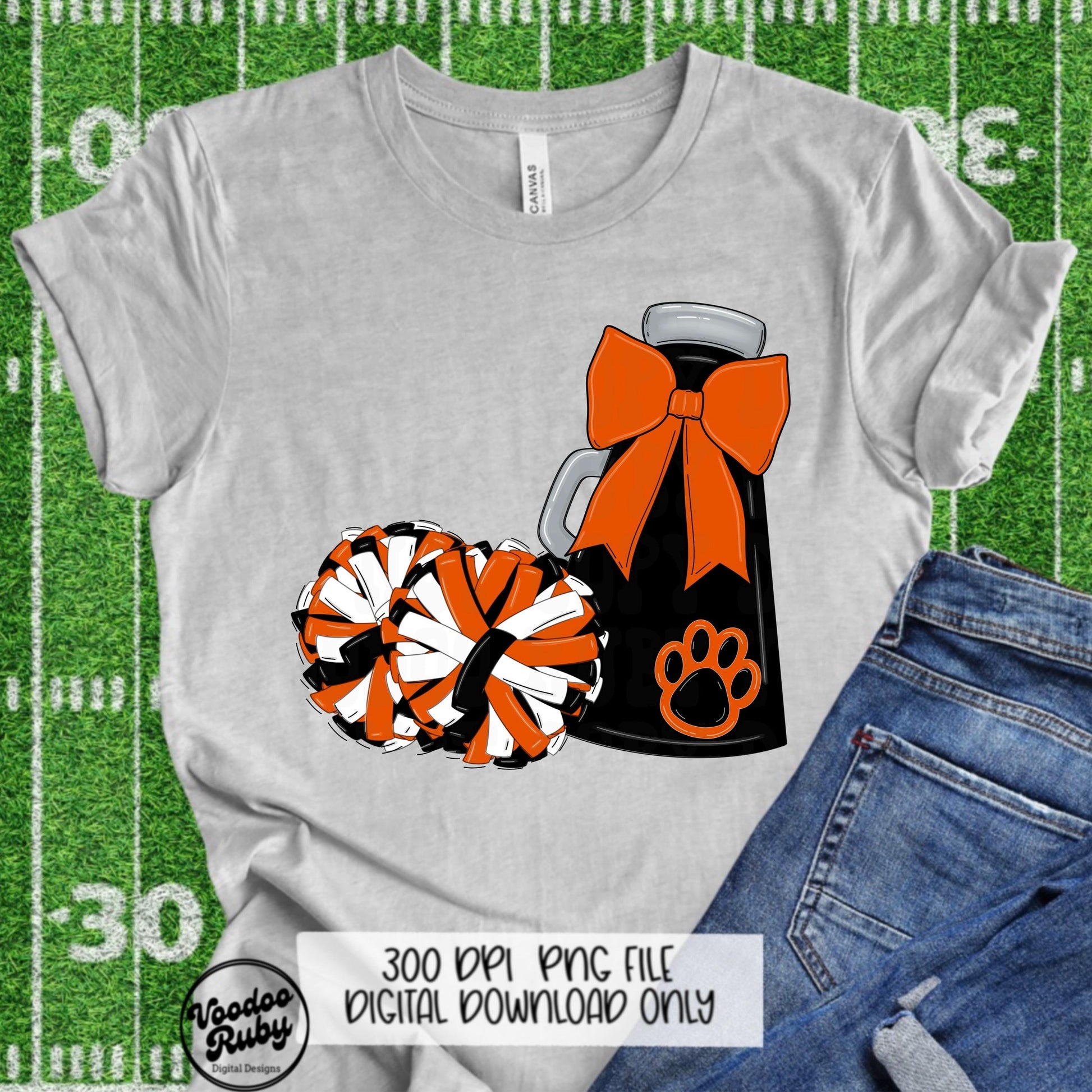 Orange & Black Cheer Mascot PNG: Sublimation Design (Digital Download)