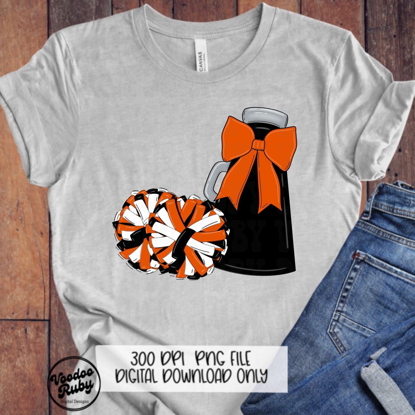 Orange & Black Cheer Mascot PNG: Sublimation Design (Digital Download)