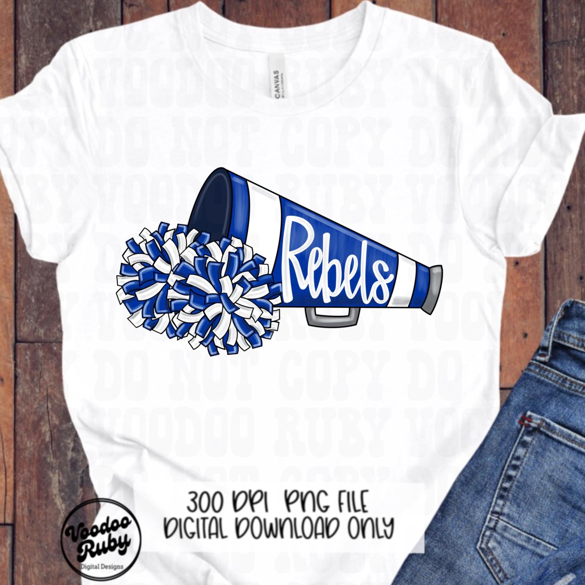 Rebels Mascot Cheer PNG: Blue and White (Digital Download)