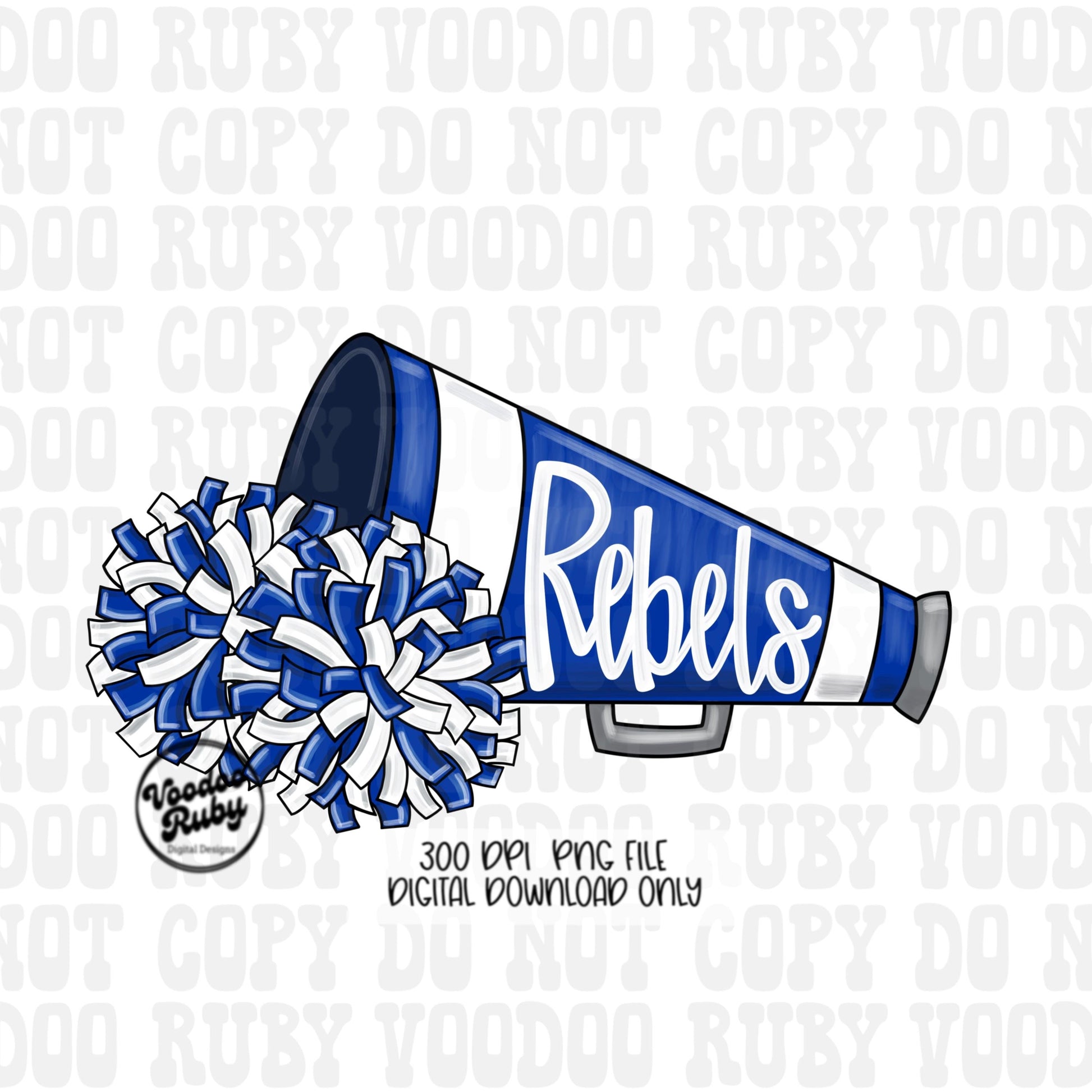Rebels Mascot Cheer PNG: Blue and White (Digital Download)