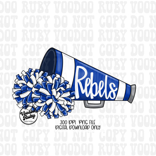 Rebels Mascot Cheer PNG: Blue and White (Digital Download)