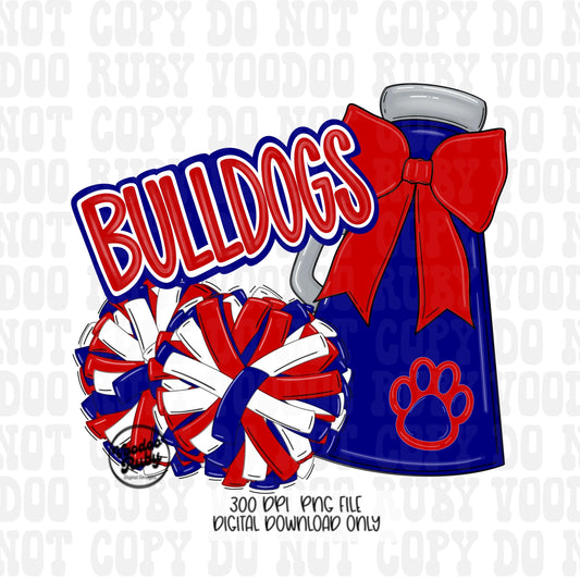 Bulldogs Cheer Mascot PNG: Red and Blue (Digital Download)