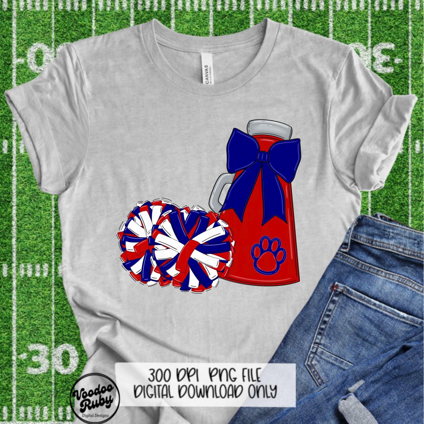 Red and Blue Cheer Mascot PNG: Sublimation Design (Digital Download)