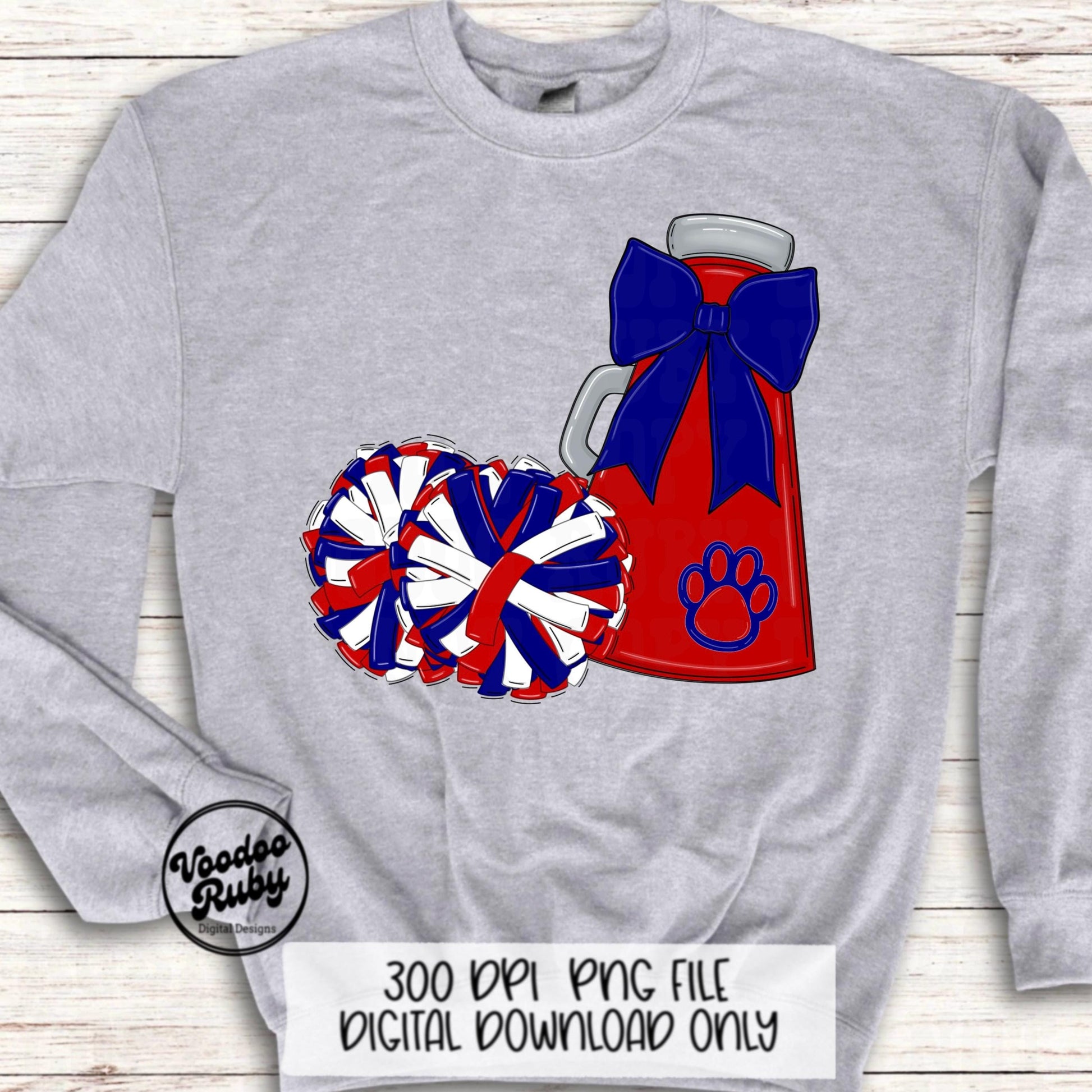 Red and Blue Cheer Mascot PNG: Sublimation Design (Digital Download)