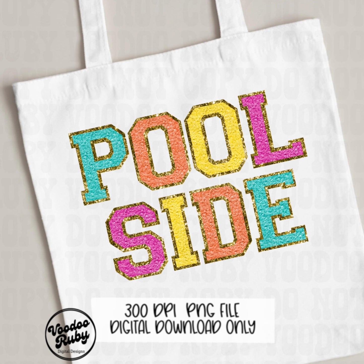 Pool Side PNG Design: Chenille Letter Patches (Digital Download)
