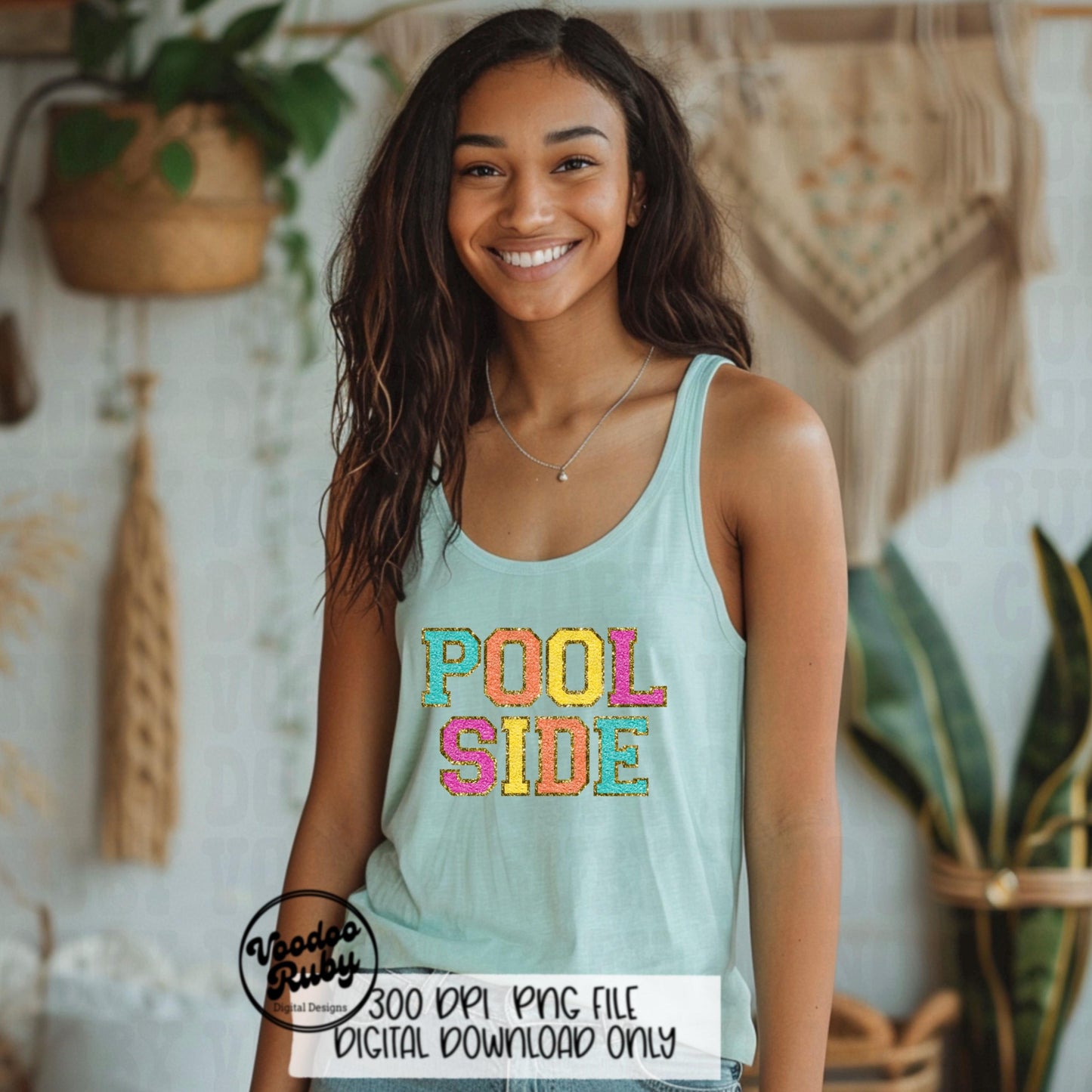 Pool Side PNG Design: Chenille Letter Patches (Digital Download)