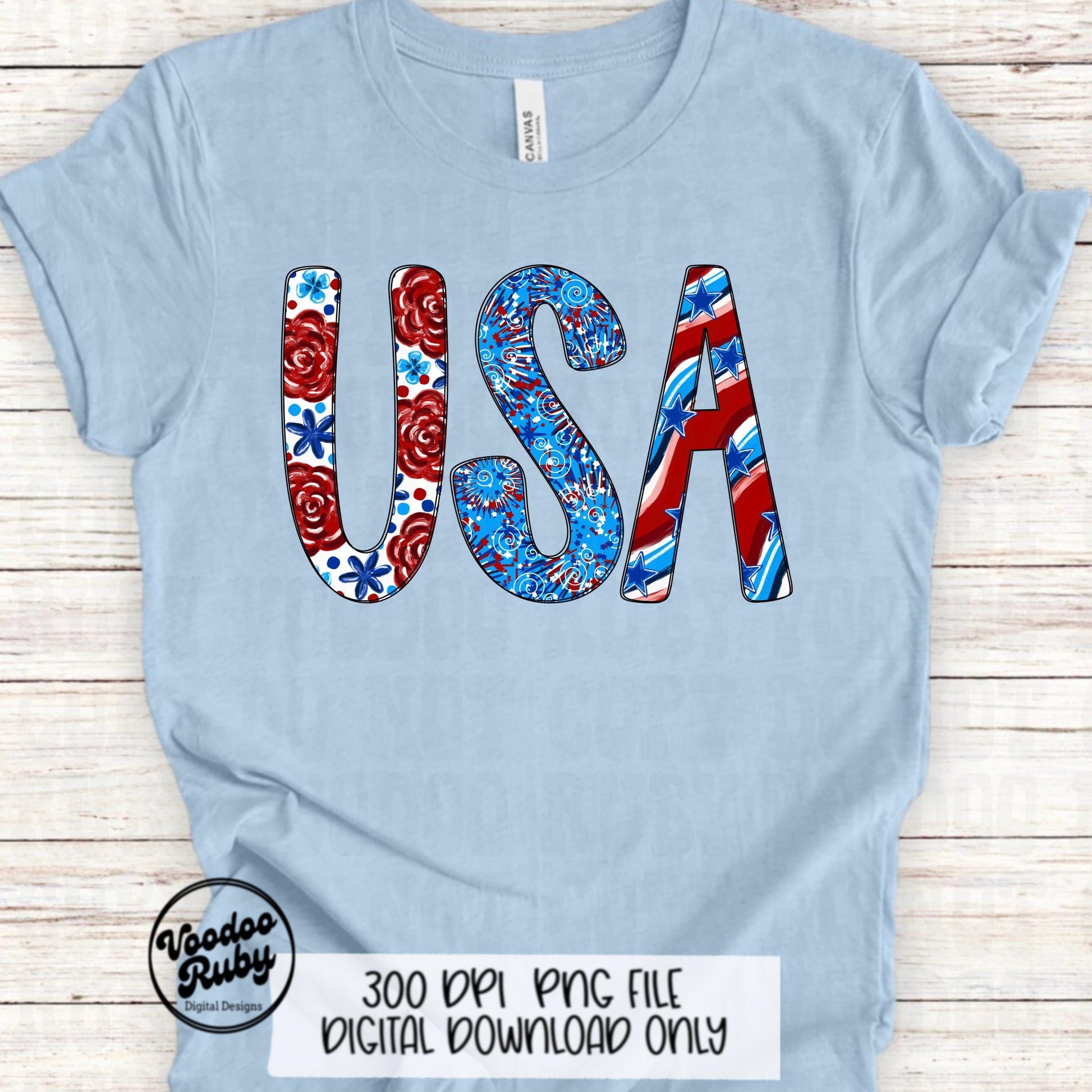 Red White Blue Alphabet PNG Clip Art Bundle, Sublimation Hand Drawn Digital Design Download, Alpha Pack Numbers America Letters Clip Art