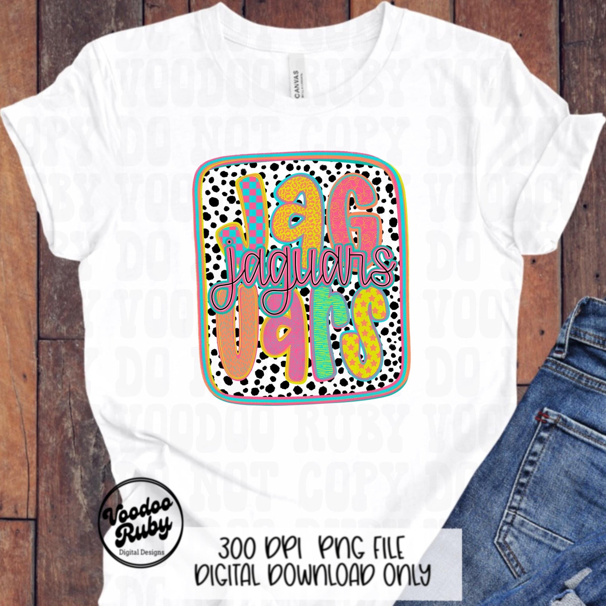 Jaguars Mascot PNG: Hand-Drawn Sublimation Design (Digital Download)