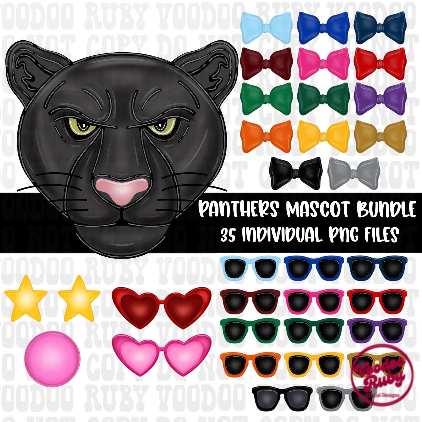 Panthers Mascot PNG Bundle: Hand-Drawn Sublimation Design (Digital Download)