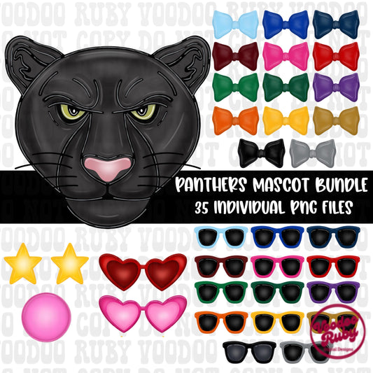 Panthers Mascot PNG Bundle: Hand-Drawn Sublimation Design (Digital Download)