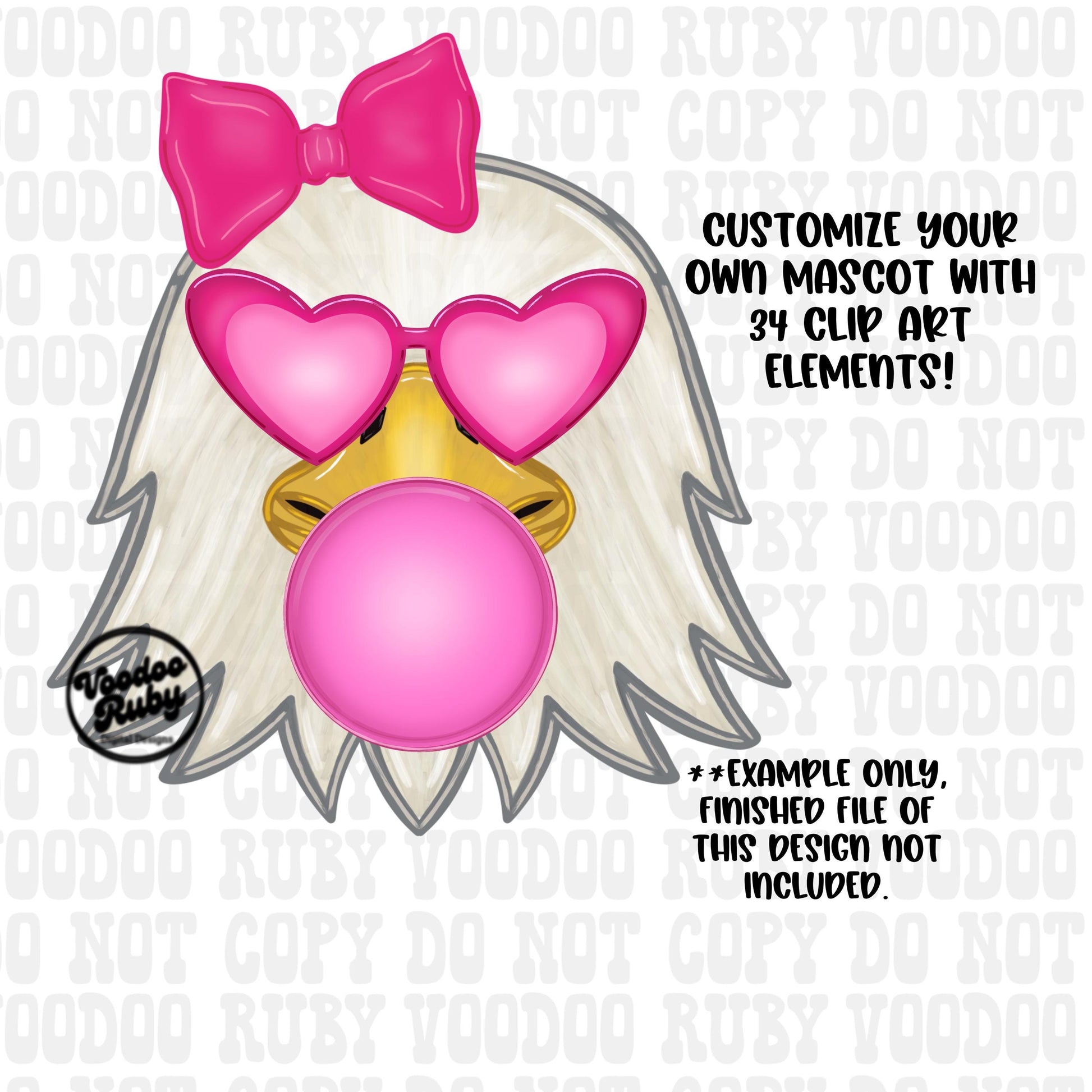 Eagles Mascot PNG: Preppy Stars, Sunglasses, Bows (Digital Download)