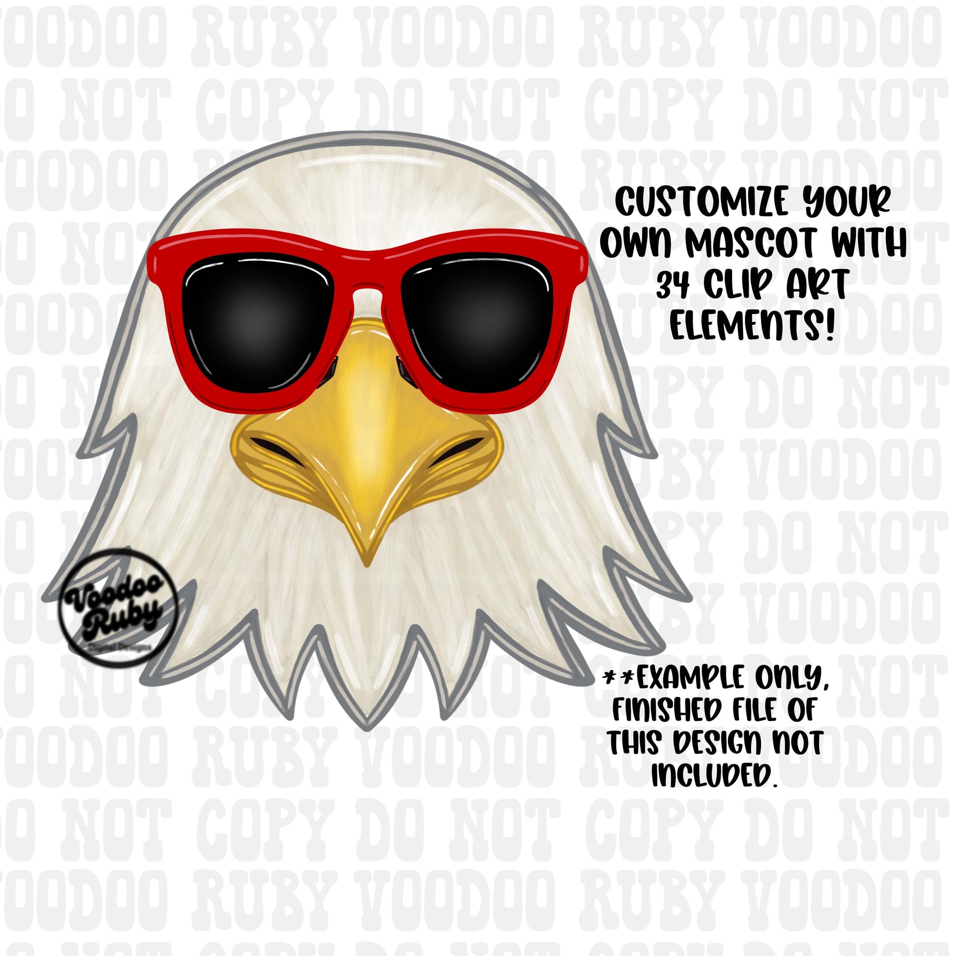Eagles Mascot PNG: Preppy Stars, Sunglasses, Bows (Digital Download)