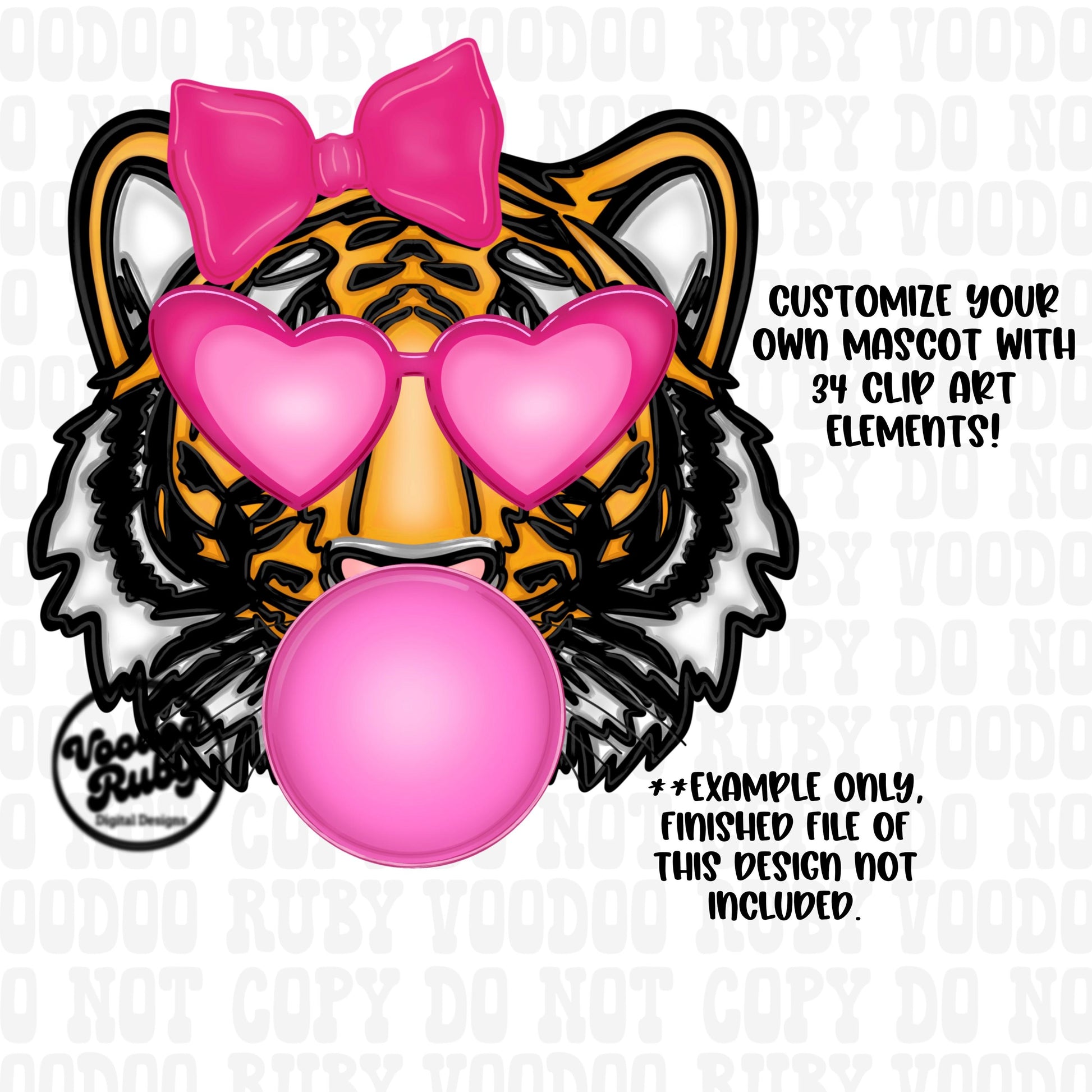 Tigers Mascot PNG: Hand-Drawn Sublimation Design (Digital Download)