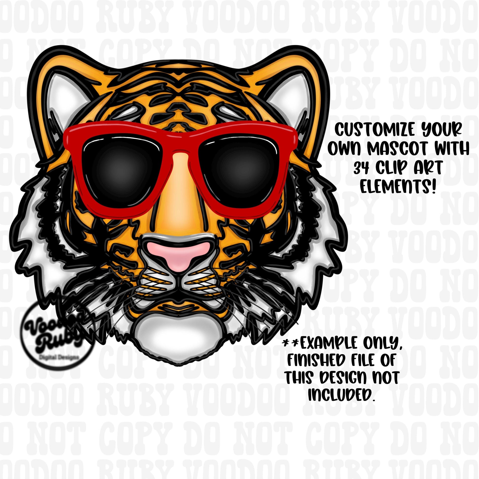 Tigers Mascot PNG: Hand-Drawn Sublimation Design (Digital Download)