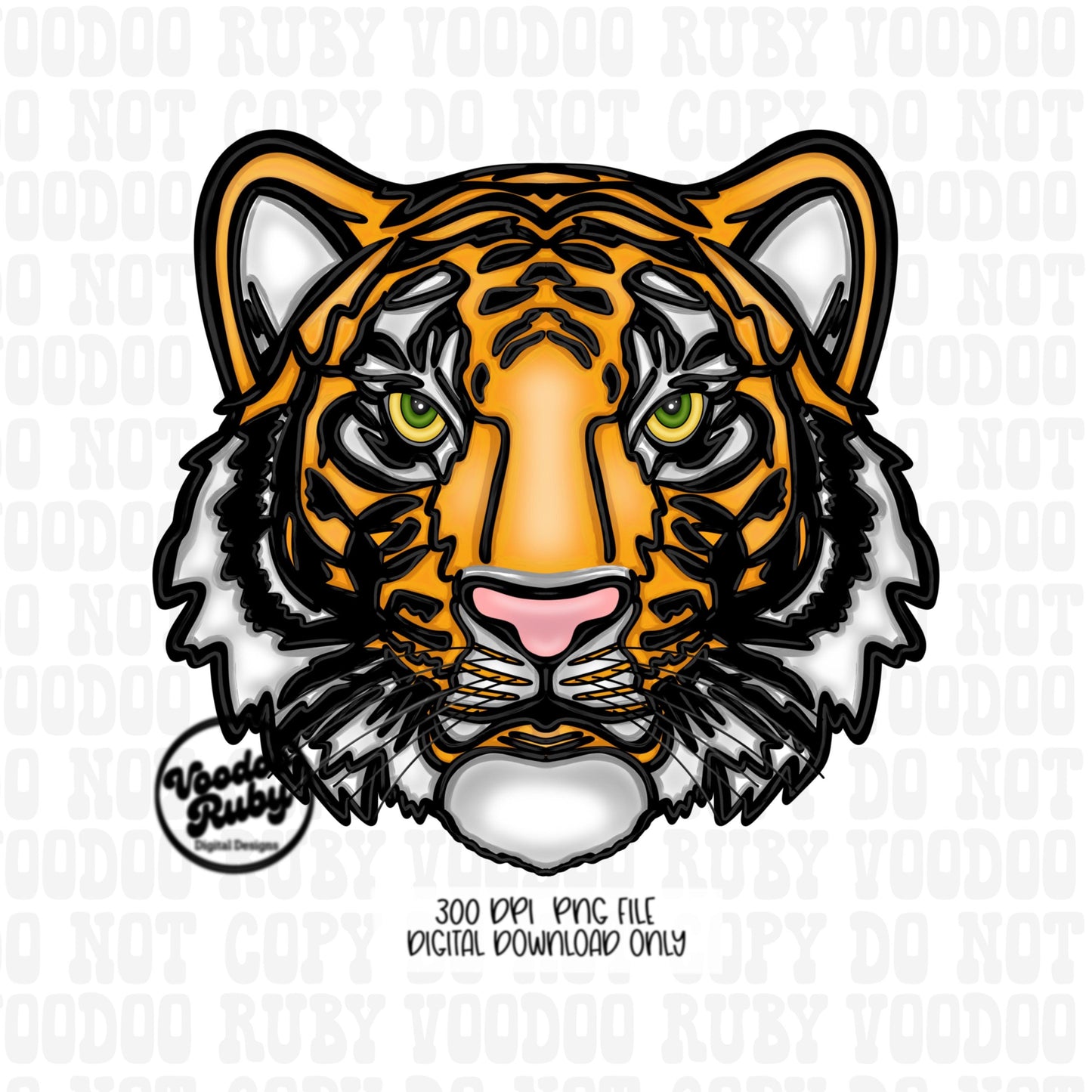 Tigers Mascot PNG: Hand-Drawn Sublimation Design (Digital Download)