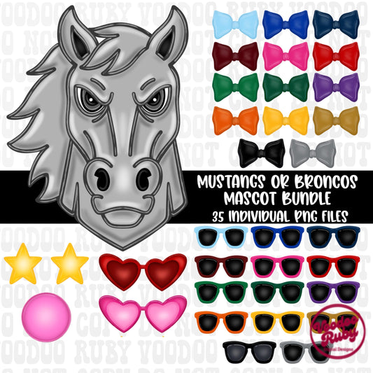 Mascot Bundle PNG: Broncos Mustangs Clip Art (Digital Download)
