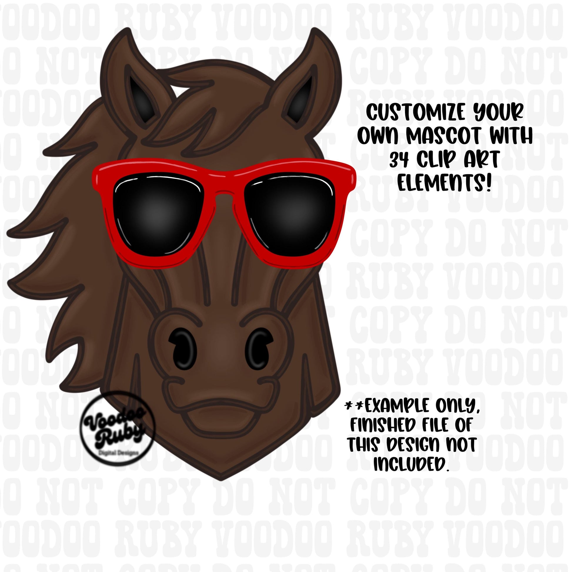 Mascot Bundle PNG: Mustangs Broncos, Preppy Clip Art (Digital Download