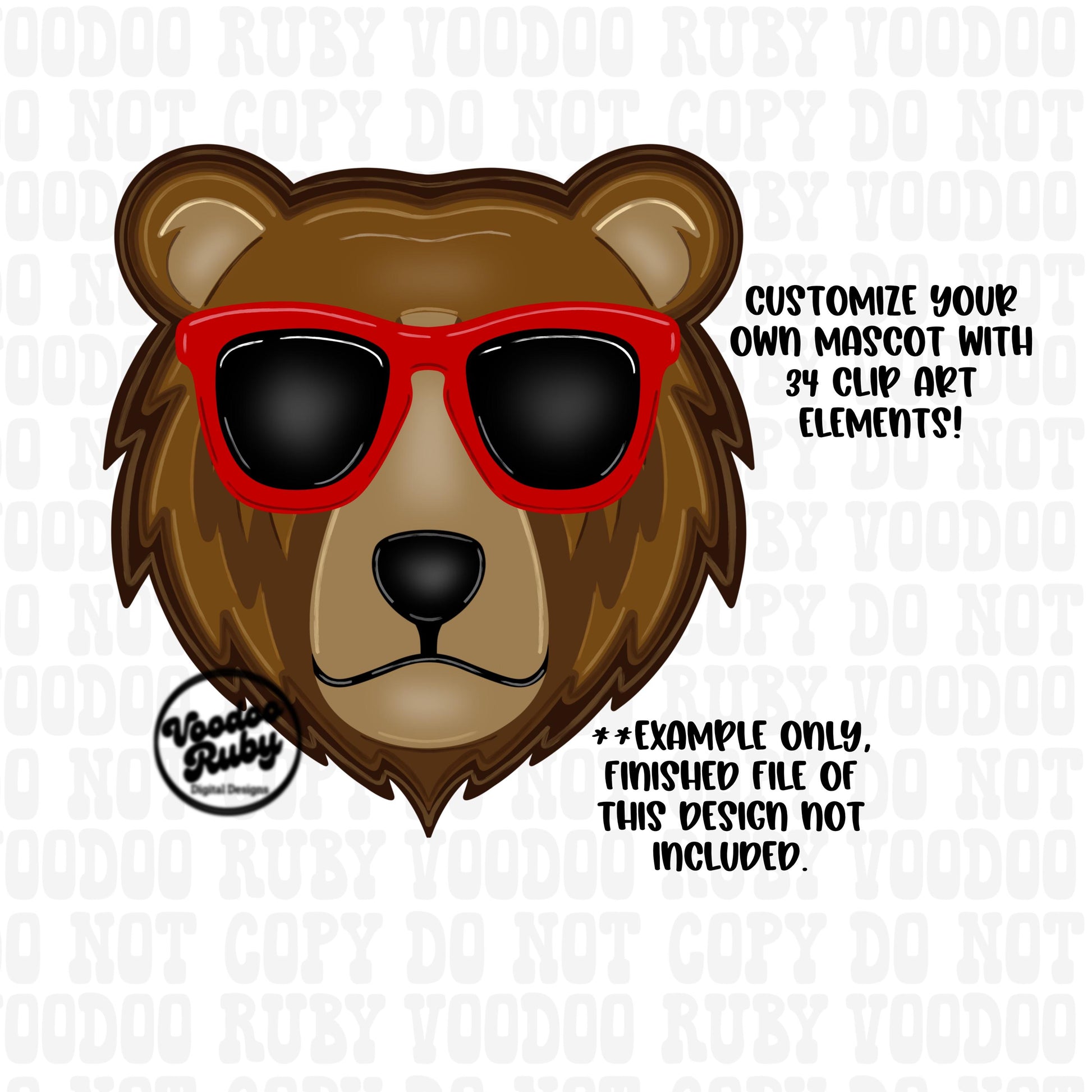 Preppy Bears Mascot PNG Bundle: Hand-Drawn Clip Art (Digital Download)