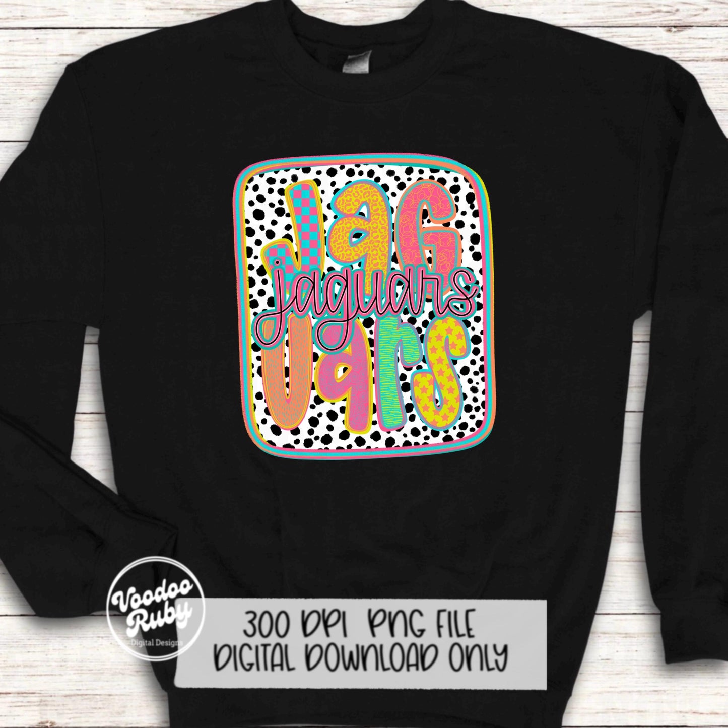 Jaguars Mascot PNG: Hand-Drawn Sublimation Design (Digital Download)