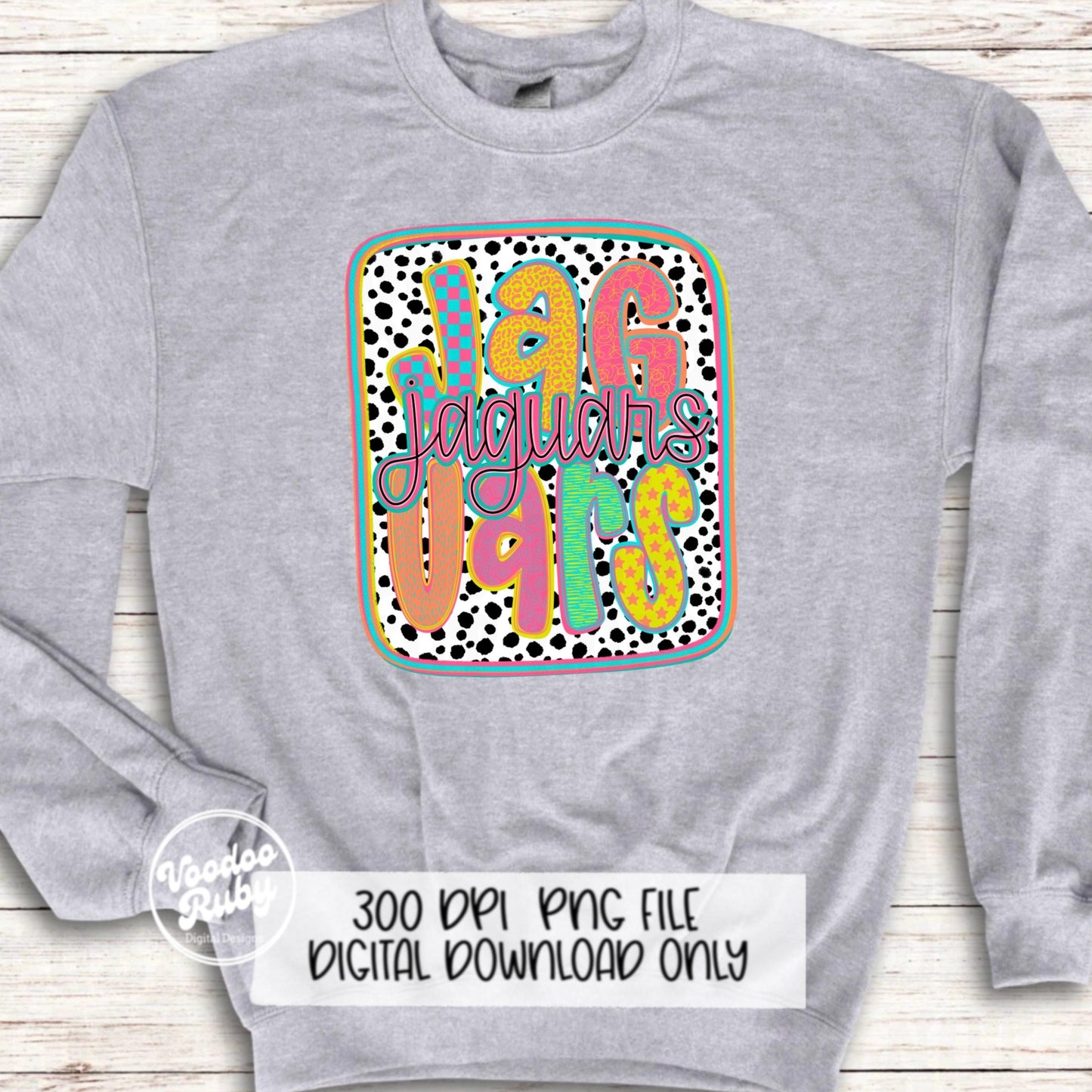 Jaguars Mascot PNG: Hand-Drawn Sublimation Design (Digital Download)