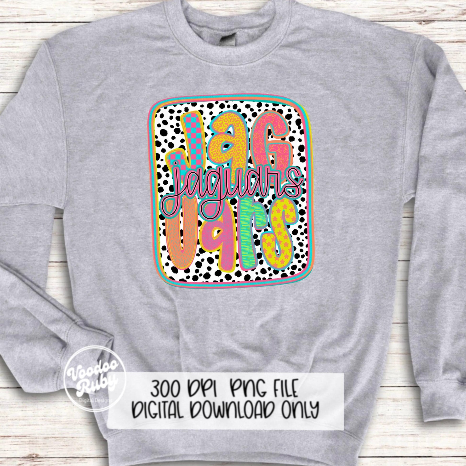 Jaguars Mascot PNG: Hand-Drawn Sublimation Design (Digital Download)