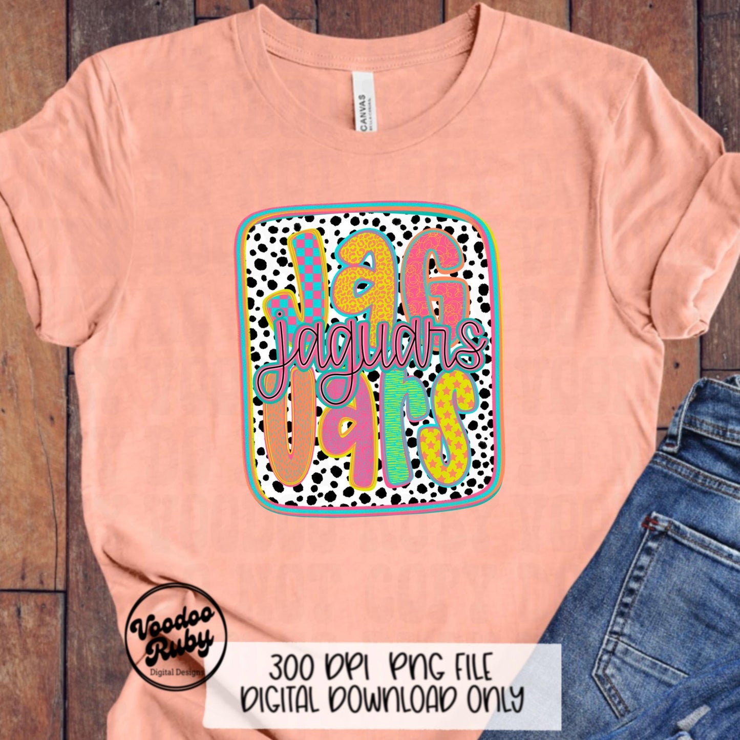 Jaguars Mascot PNG: Hand-Drawn Sublimation Design (Digital Download)