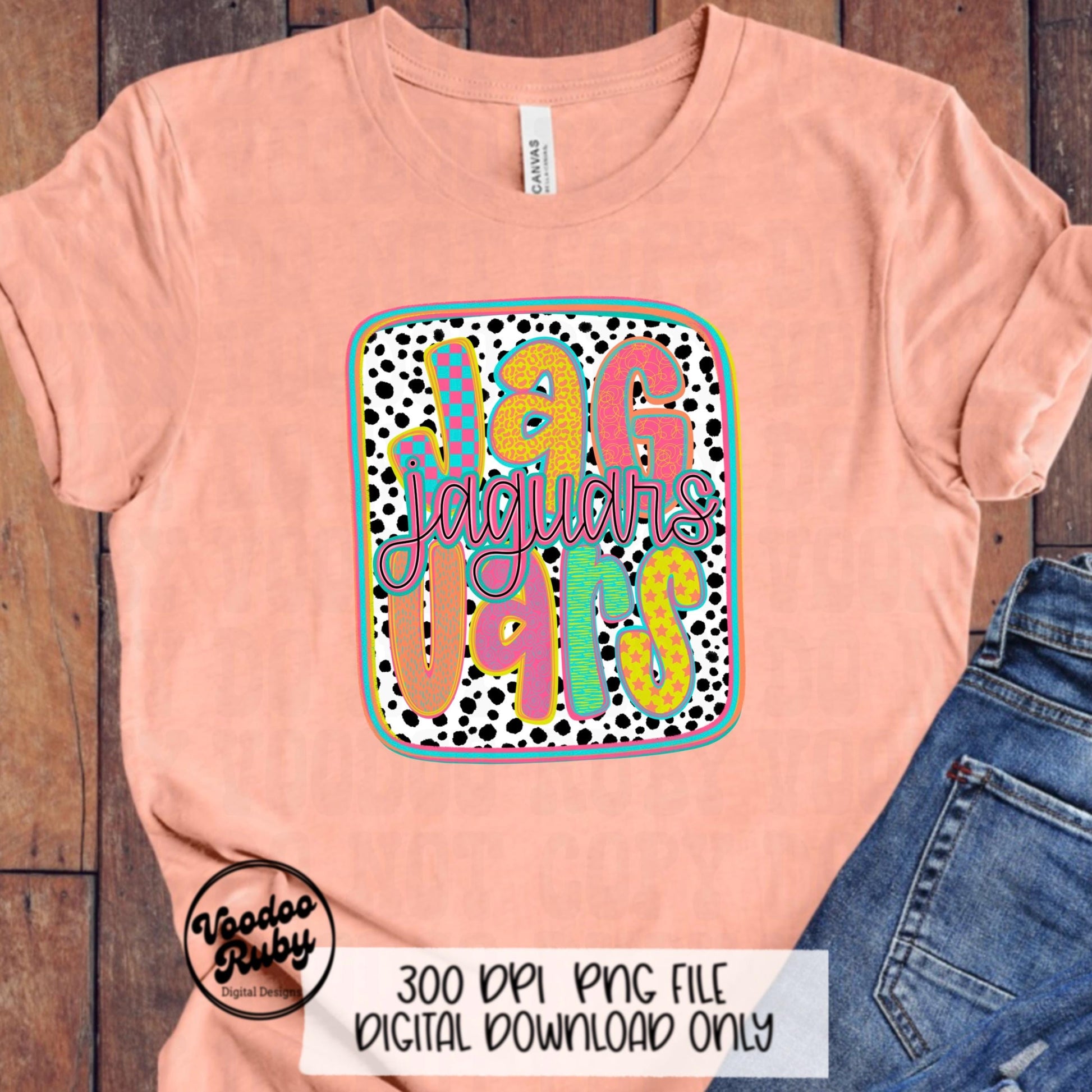 Jaguars Mascot PNG: Hand-Drawn Sublimation Design (Digital Download)