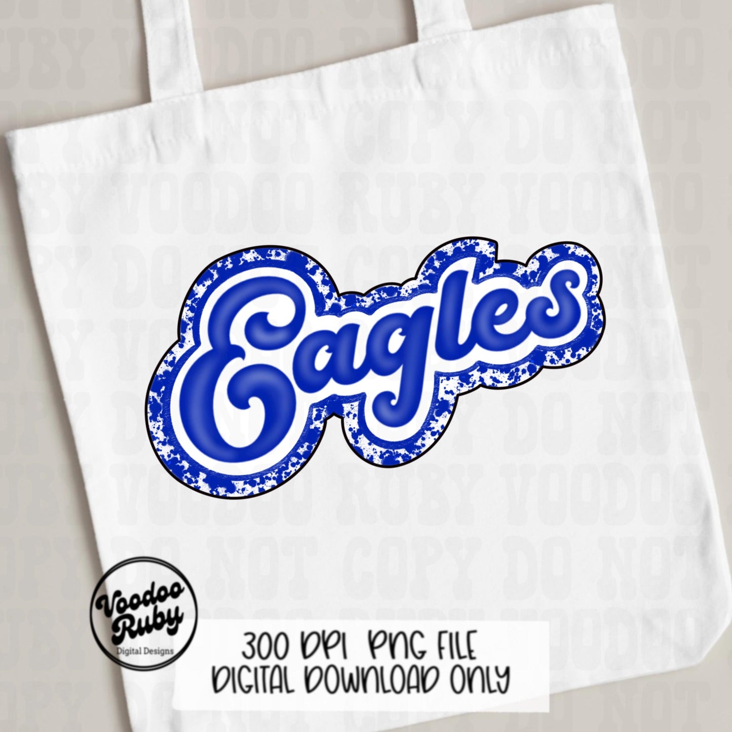 Eagles PNG Design Hand Drawn Digital Download Football PNG Mascot Blue White Eagles Sublimation Retro Sports png DTF Printable