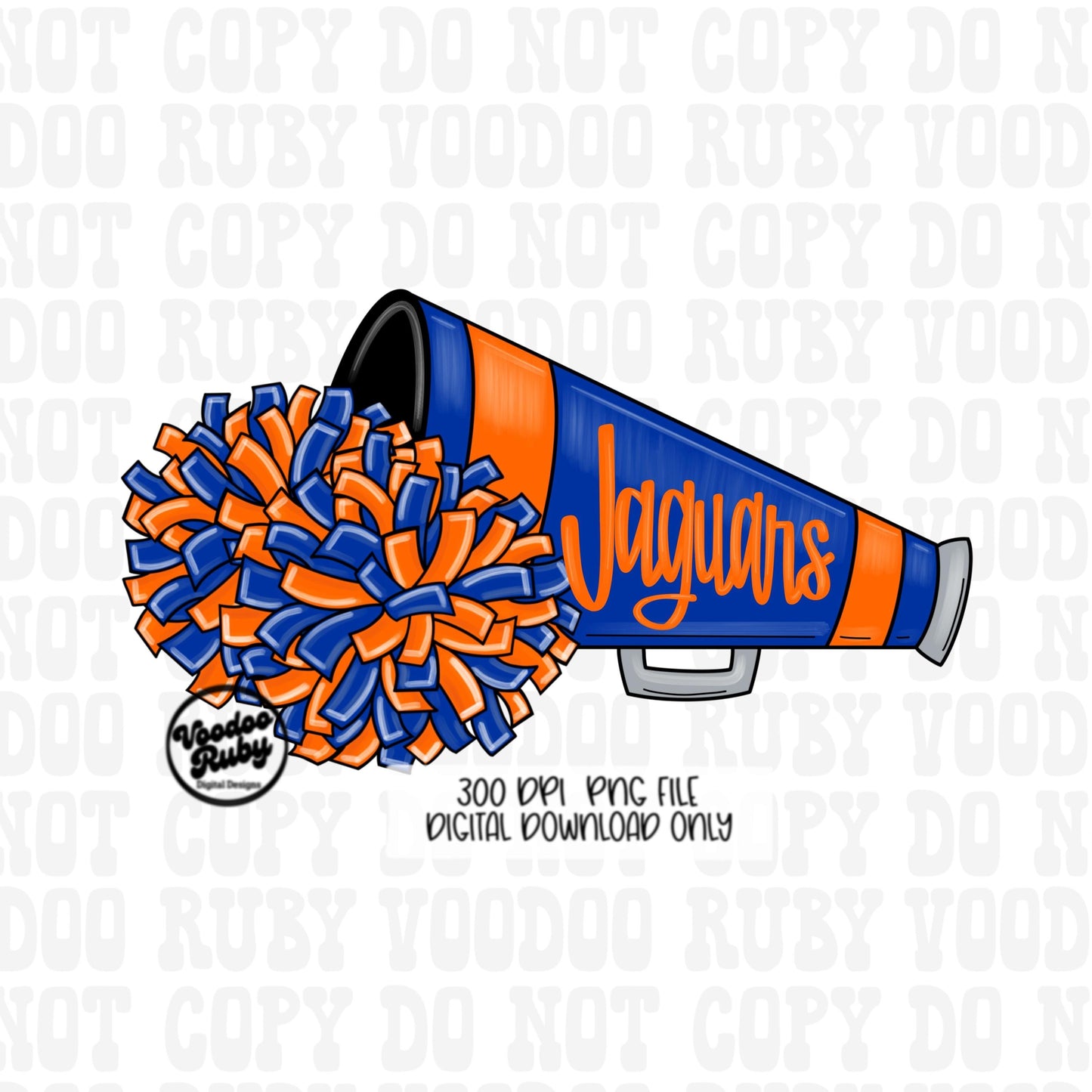 Jaguars Cheer PNG Design Hand Drawn Digital Download Football PNG Sublimation Jaguars Cheerleader png Clip Art Megaphone DTF Printable