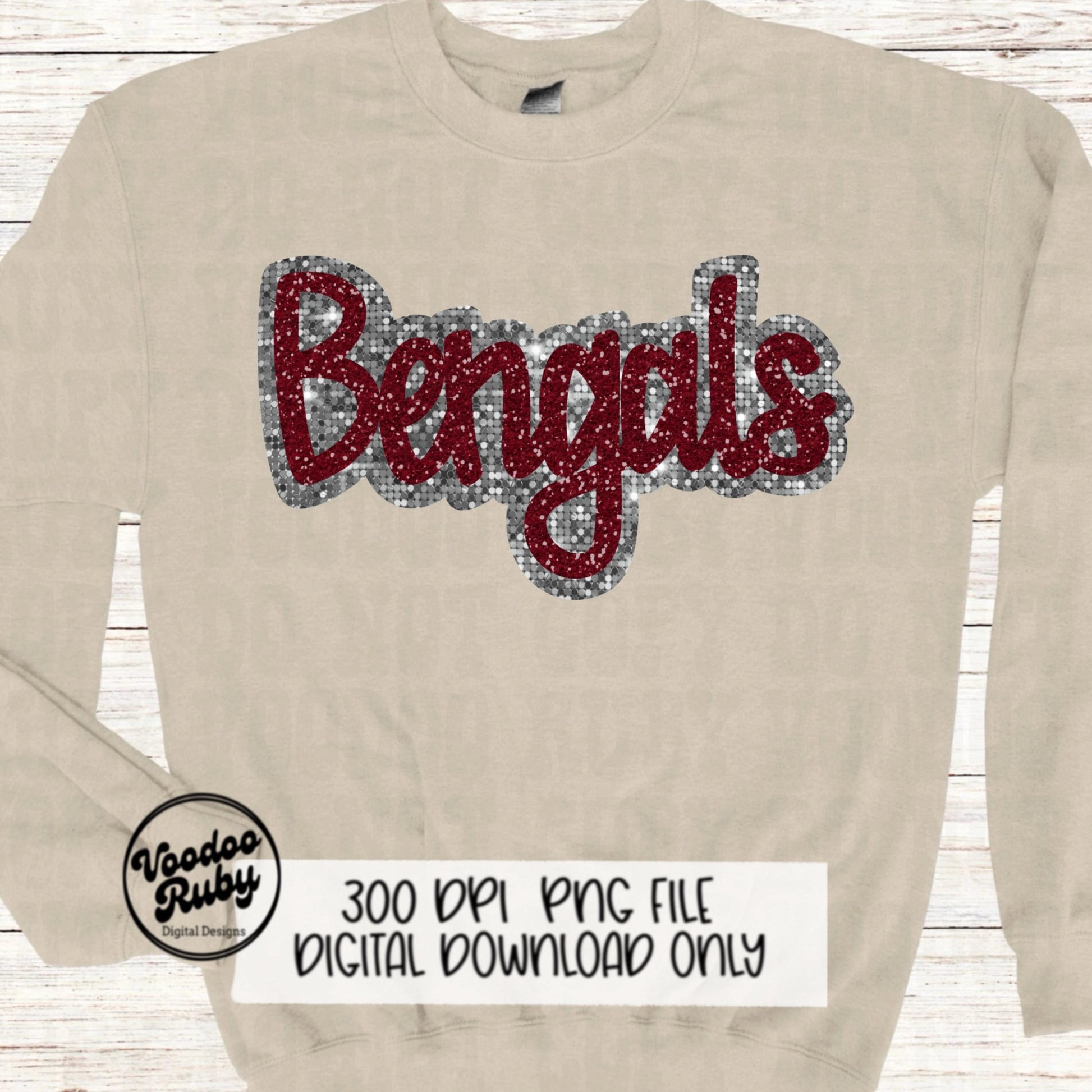 Bengals PNG Design Sequins Glitter Hand Drawn Digital Download Faux Sequins Patch PNG Printable Clip Art Faux Appliqué Bengals Football DTF