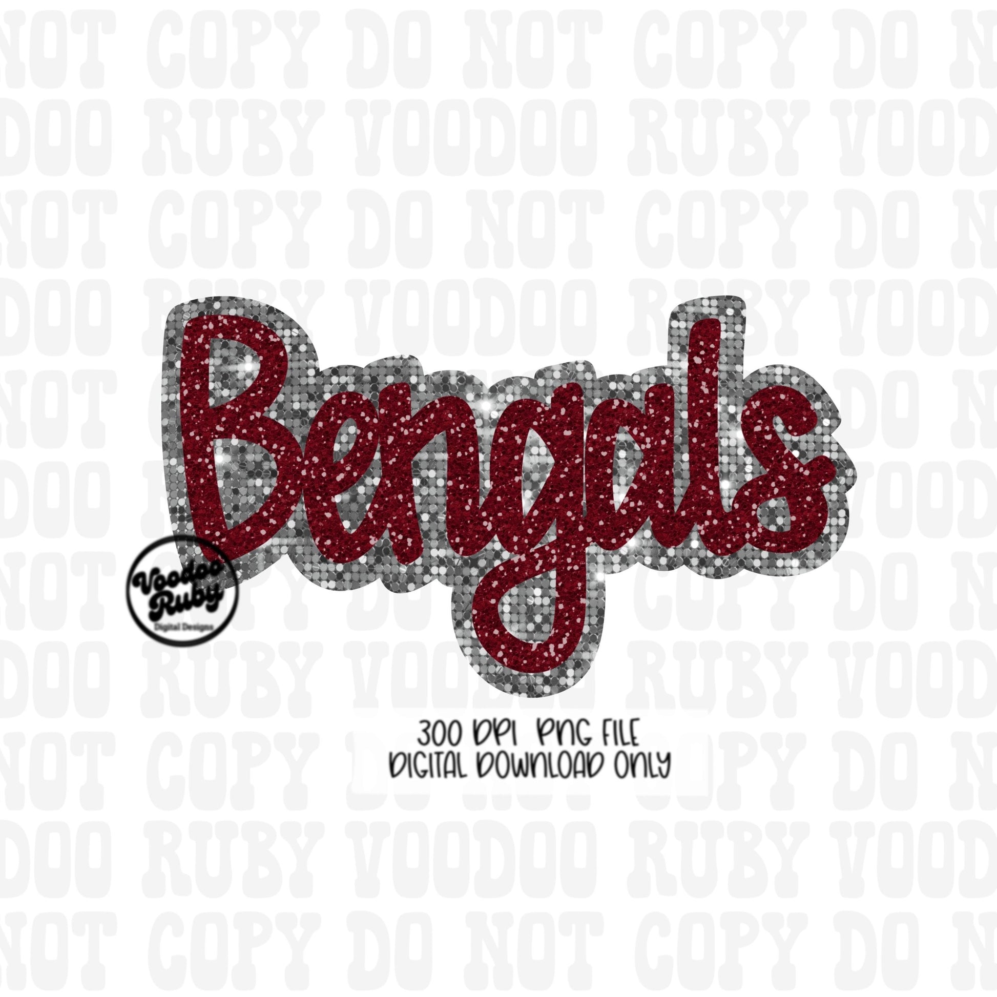 Bengals PNG Design Sequins Glitter Hand Drawn Digital Download Faux Sequins Patch PNG Printable Clip Art Faux Appliqué Bengals Football DTF
