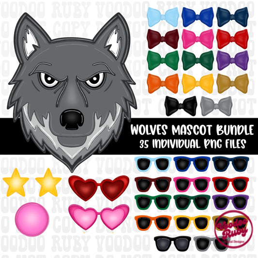Wolves Mascot PNG Bundle: Hand-Drawn Sublimation Design (Digital Download)