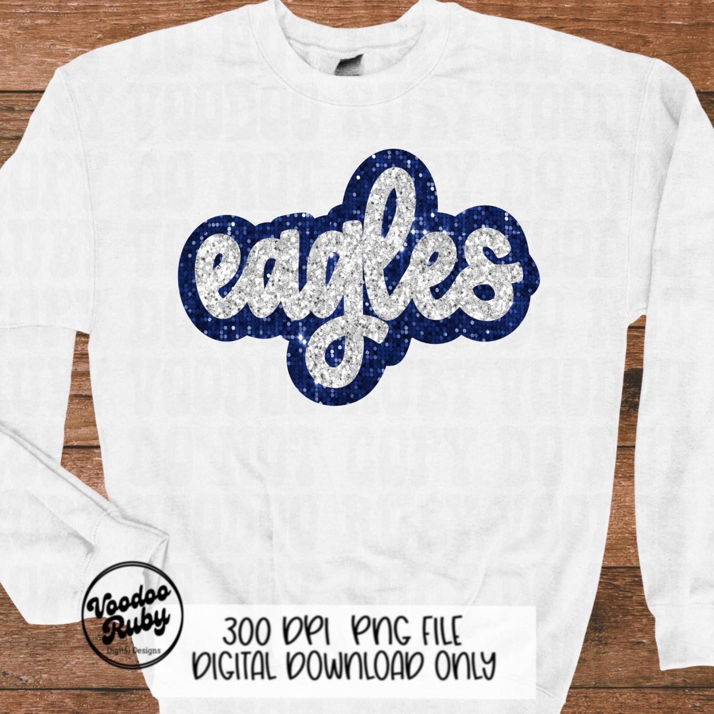 Eagles PNG Design Sublimation Sequins Glitter Hand Drawn Digital Download Faux Sequins Patch PNG Printable Clip Art Faux Appliqué Eagles Football DTF