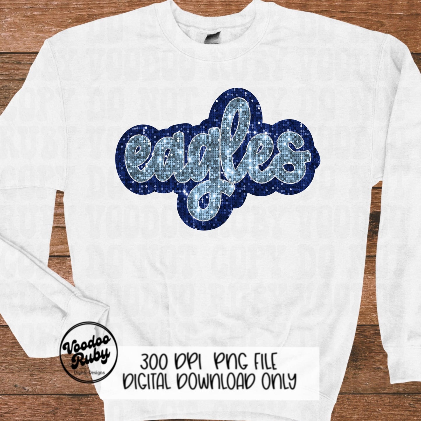 Eagles PNG Design Sequins Glitter Hand Drawn Digital Download Faux Sequins Patch PNG Printable Clip Art Faux Appliqué Eagles Football DTF