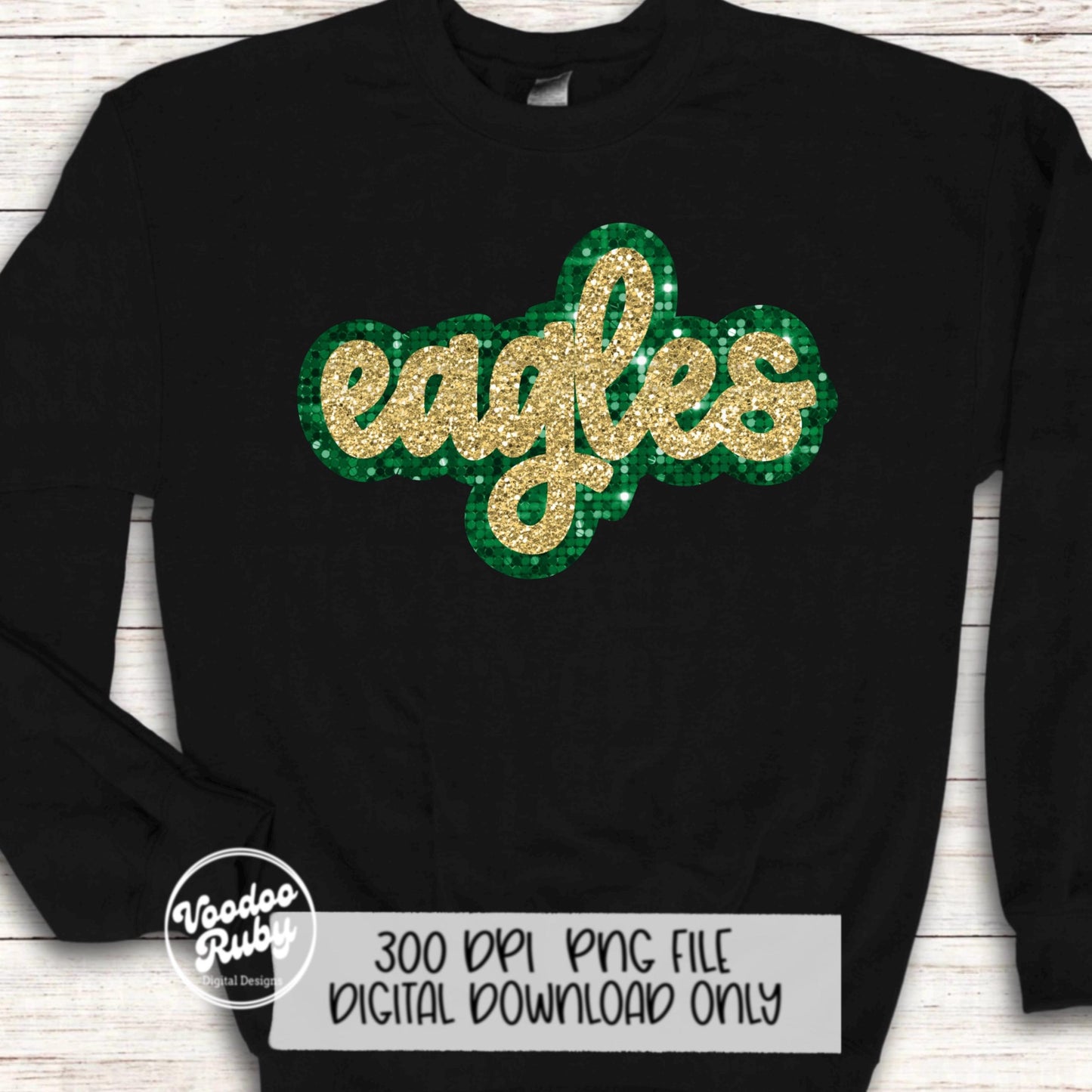 Eagles PNG Design Sequins Glitter Hand Drawn Digital Download Faux Sequins Patch PNG Printable Clip Art Faux Appliqué Eagles Football DTF