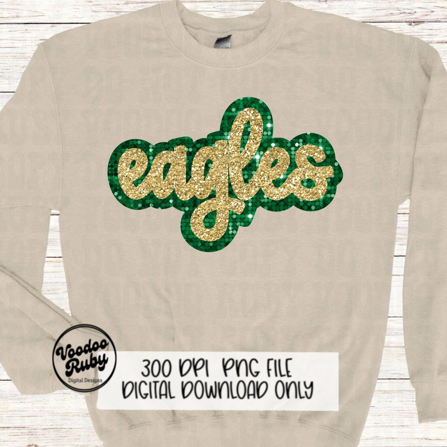 Eagles PNG Design Sequins Glitter Hand Drawn Digital Download Faux Sequins Patch PNG Printable Clip Art Faux Appliqué Eagles Football DTF