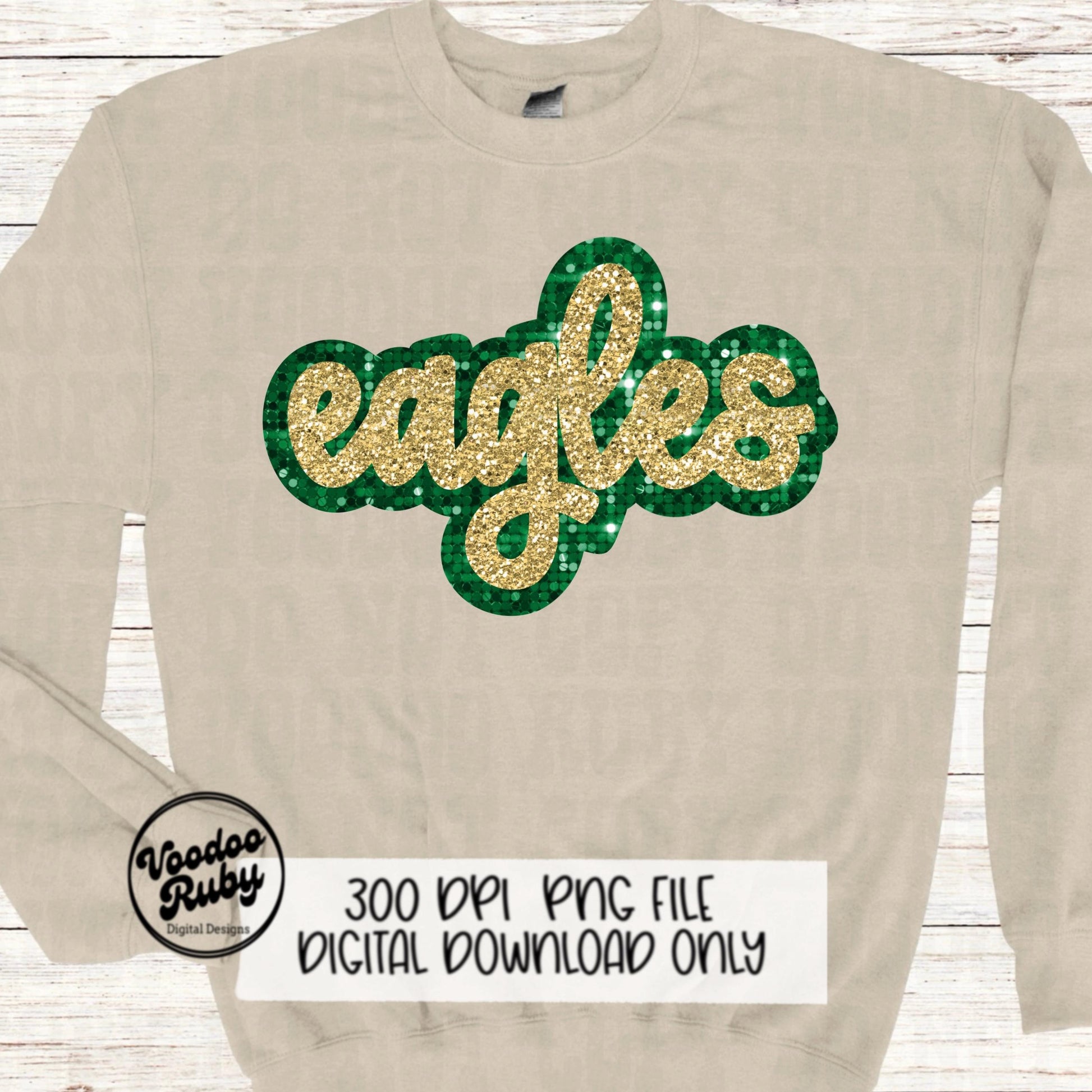 Eagles PNG Design Sequins Glitter Hand Drawn Digital Download Faux Sequins Patch PNG Printable Clip Art Faux Appliqué Eagles Football DTF