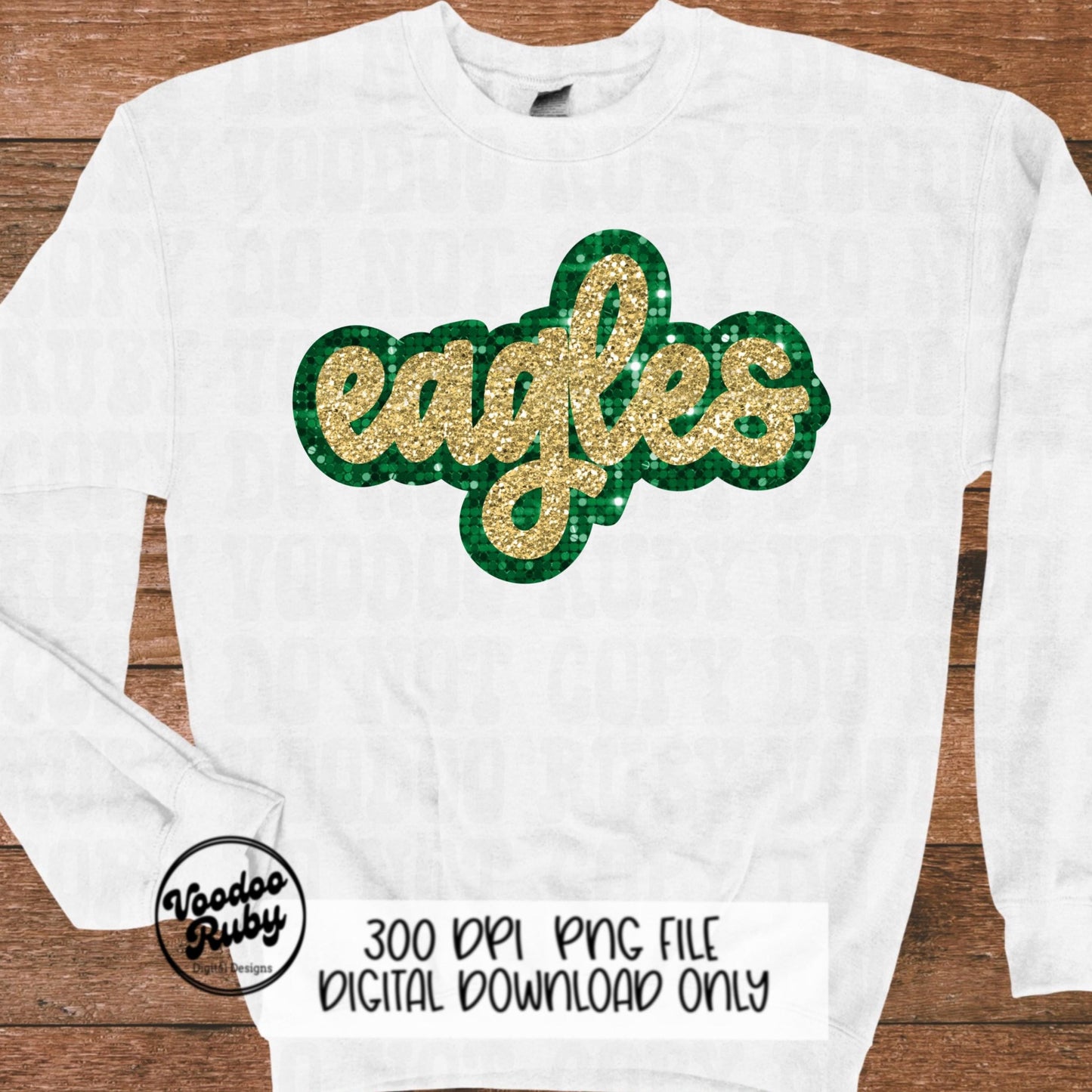 Eagles PNG Design Sequins Glitter Hand Drawn Digital Download Faux Sequins Patch PNG Printable Clip Art Faux Appliqué Eagles Football DTF