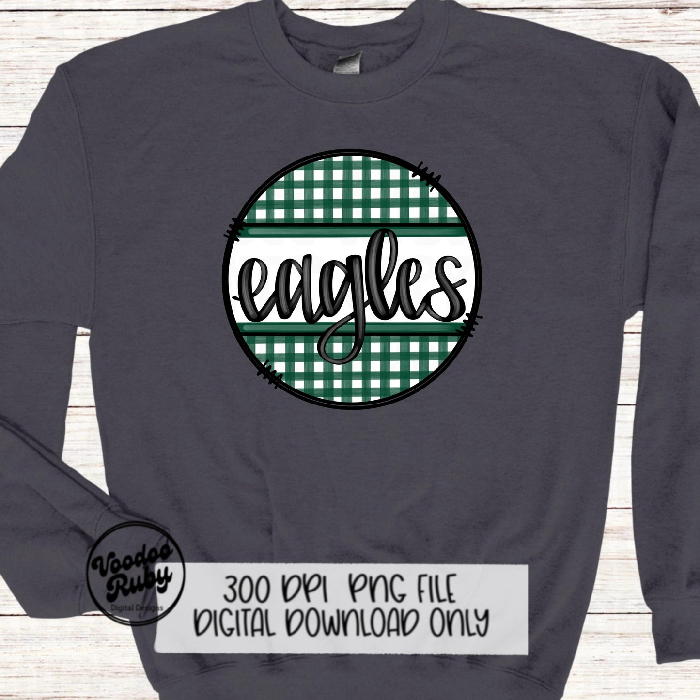 Eagles Mascot PNG: Green & White Football Design (Digital Download)