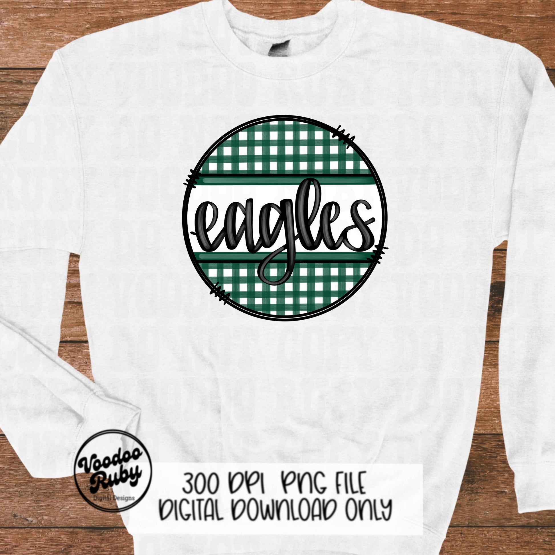 Eagles Mascot PNG: Green & White Football Design (Digital Download)