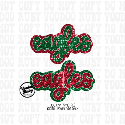 Christmas Eagles PNG Design Sublimation Sequins Hand Drawn Digital Download Faux Sequins PNG Glitter Eagles Mascot DTF Printable