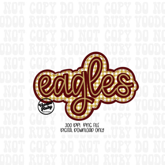 Eagles PNG Design Embroidery Faux Applique Hand Drawn Digital Download Sublimation Eagles PNG Football png Eagles DTF Printable
