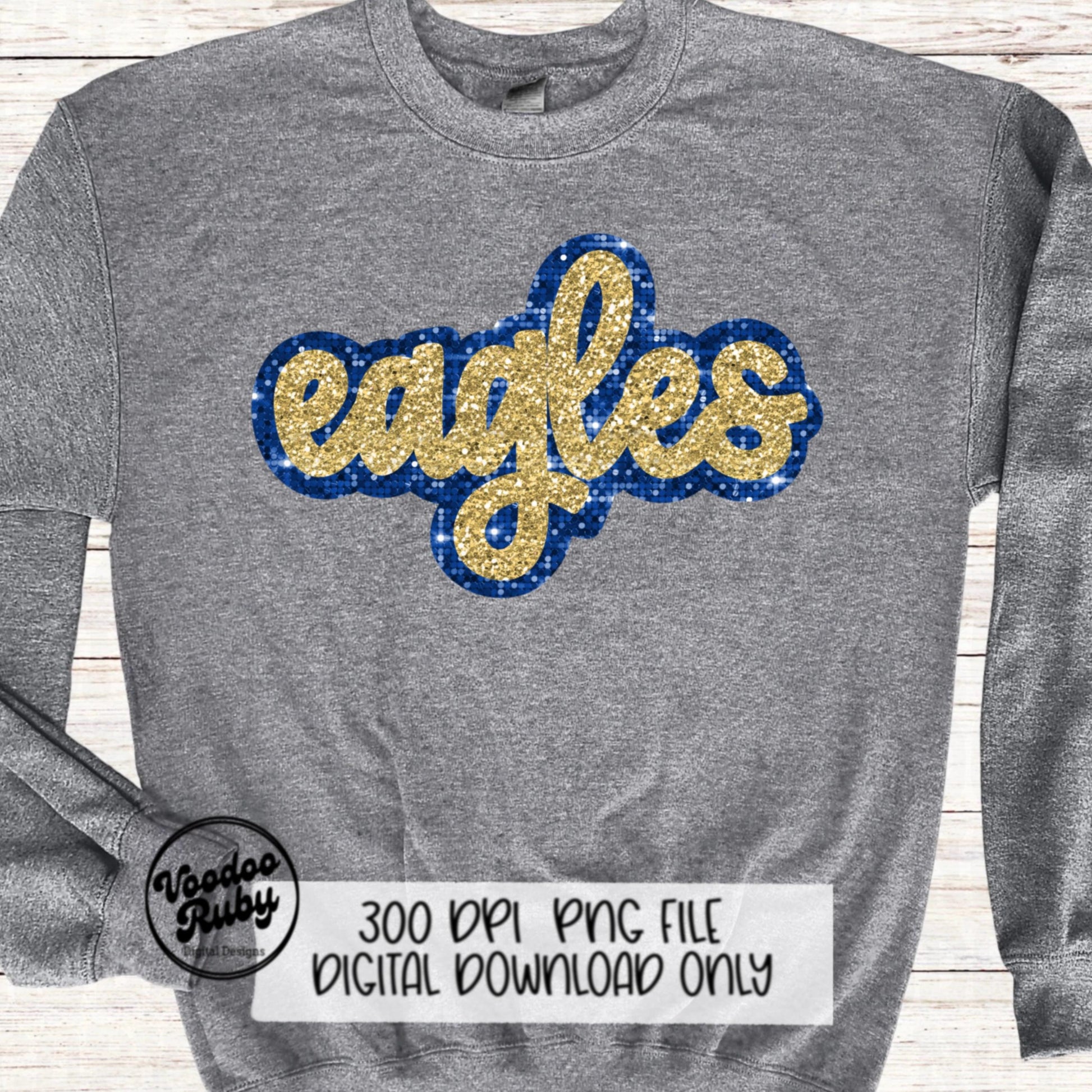 Eagles Mascot PNG: Hand-Drawn Faux Sequin Design (Digital Download)
