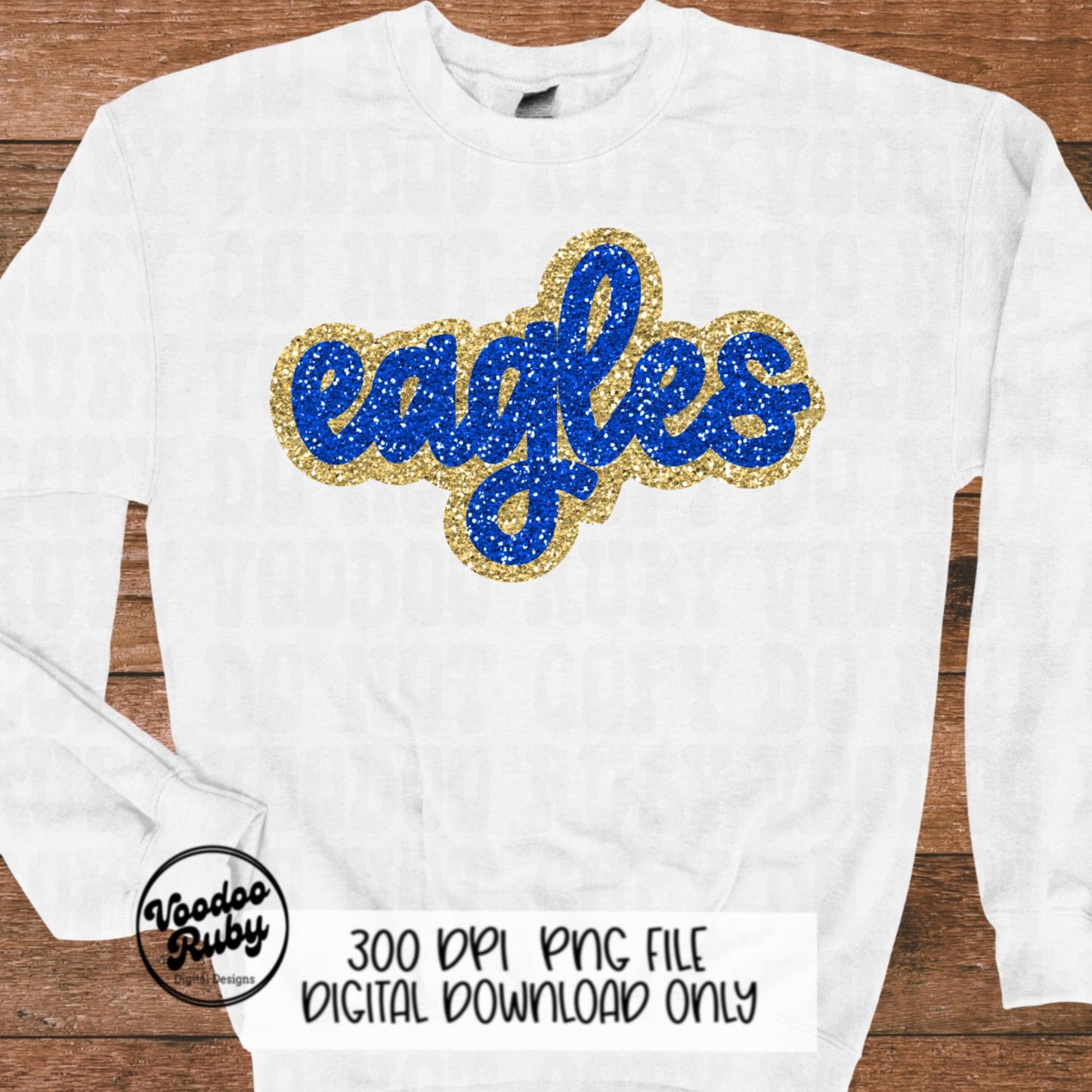 Eagles Mascot PNG: Hand-Drawn Faux Sequin Design (Digital Download)