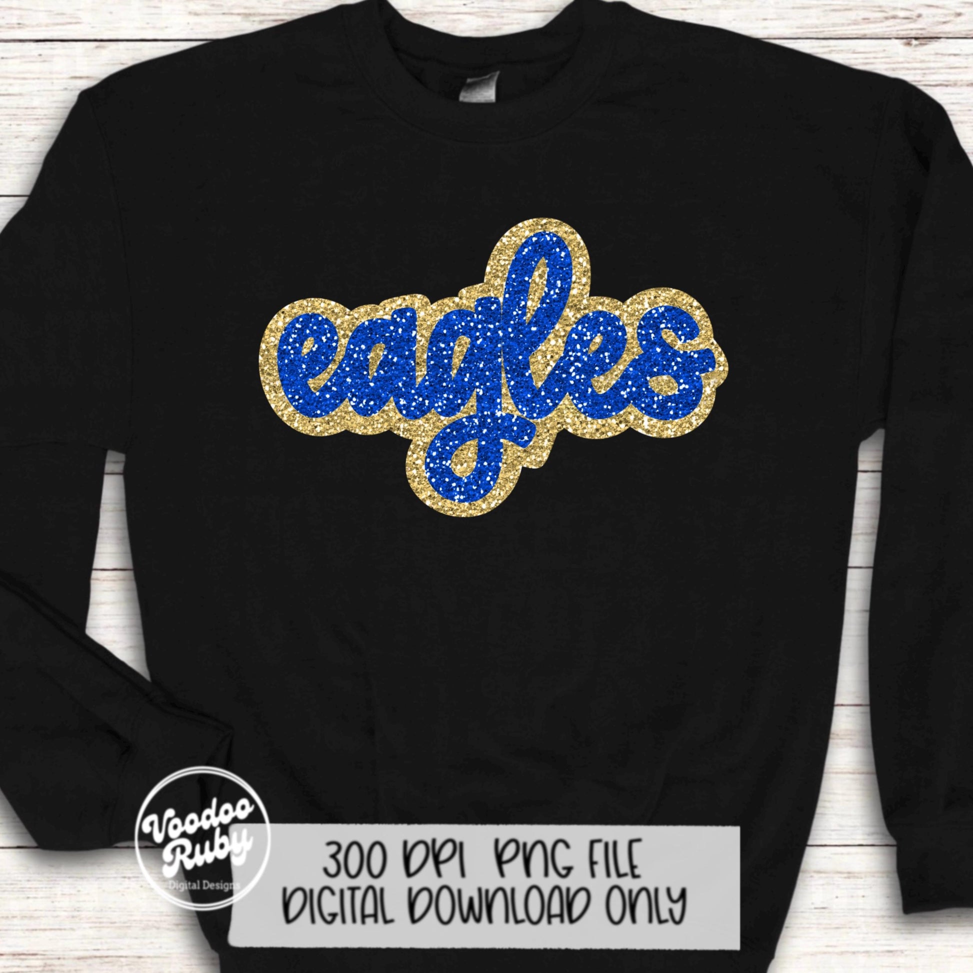 Eagles Mascot PNG: Hand-Drawn Faux Sequin Design (Digital Download)