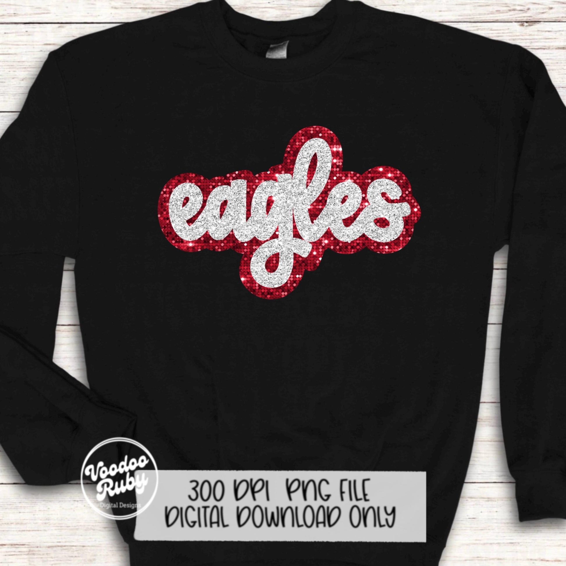 Eagles Mascot PNG: Hand-Drawn Faux Sequin Design (Digital Download)