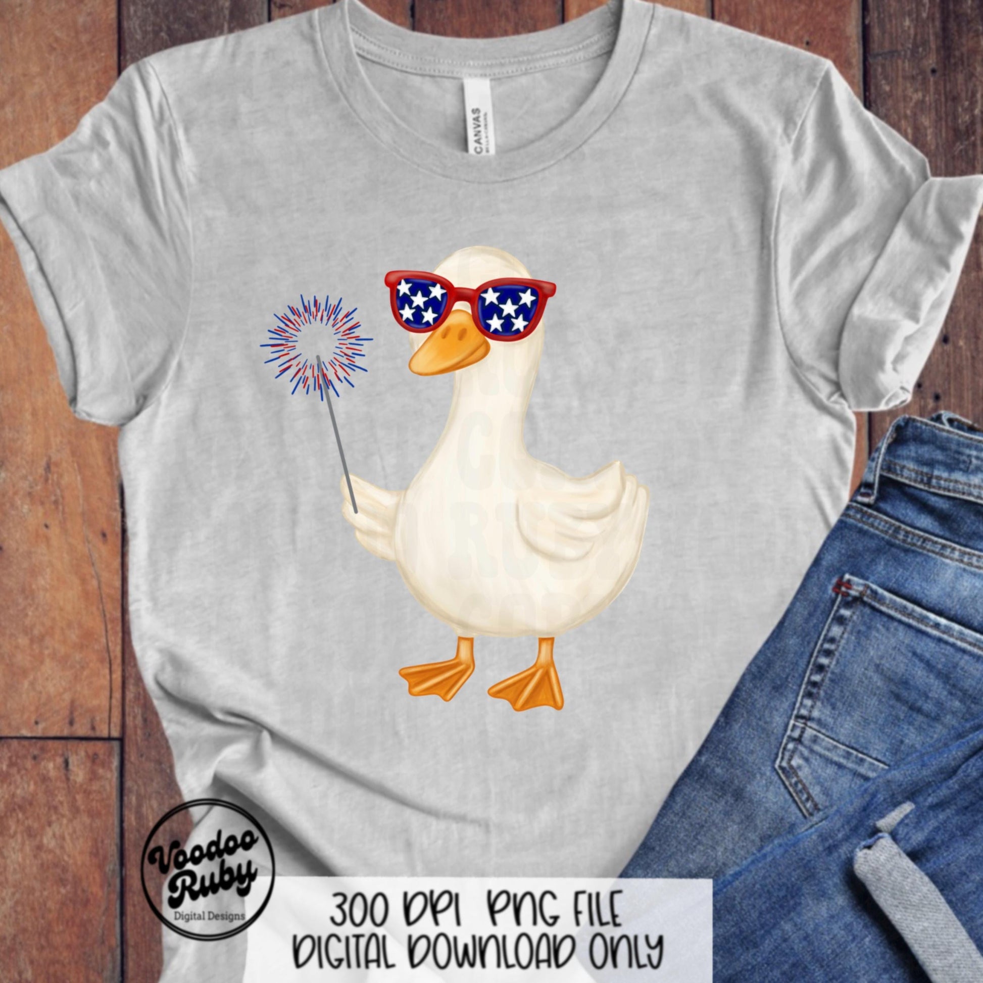 4th of July Goose PNG Design, Sublimation Hand Drawn Digital Download, Funny Goose with Sparkler Fireworks DTF Printable Clip Art