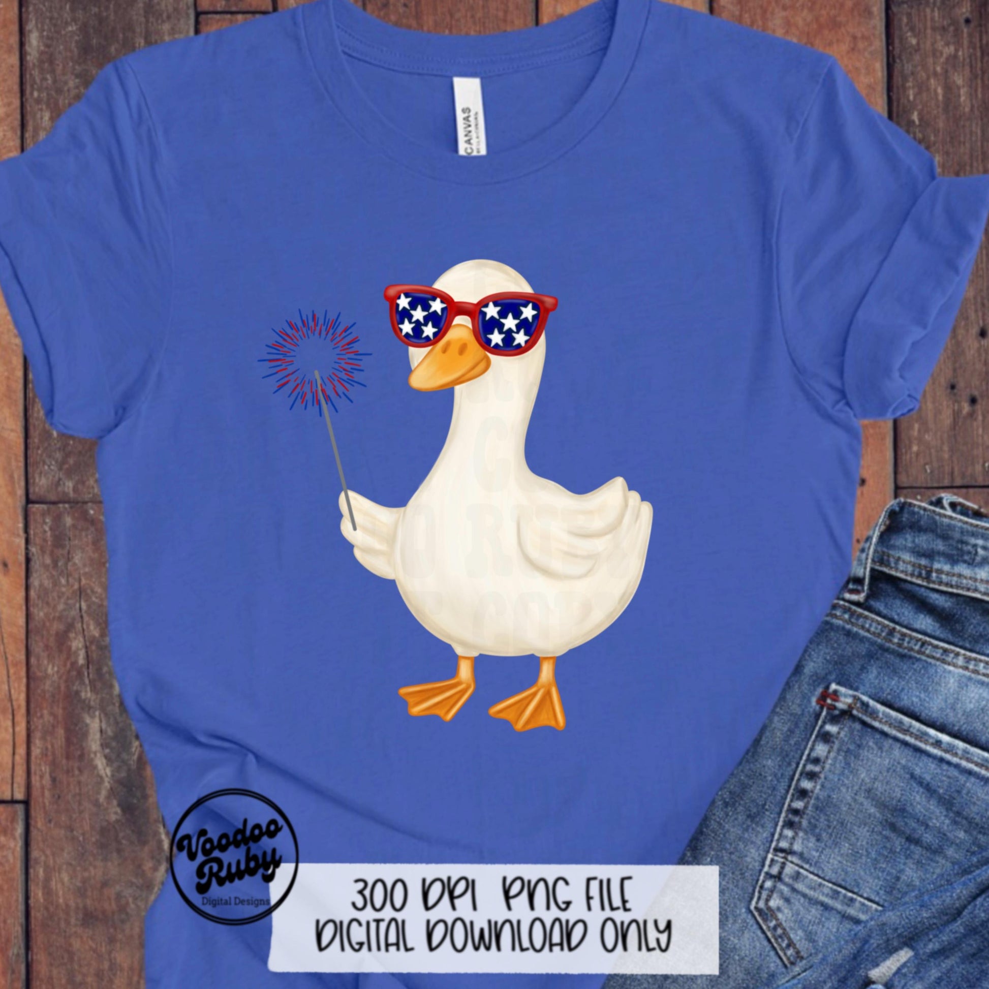 4th of July Goose PNG Design, Sublimation Hand Drawn Digital Download, Funny Goose with Sparkler Fireworks DTF Printable Clip Art