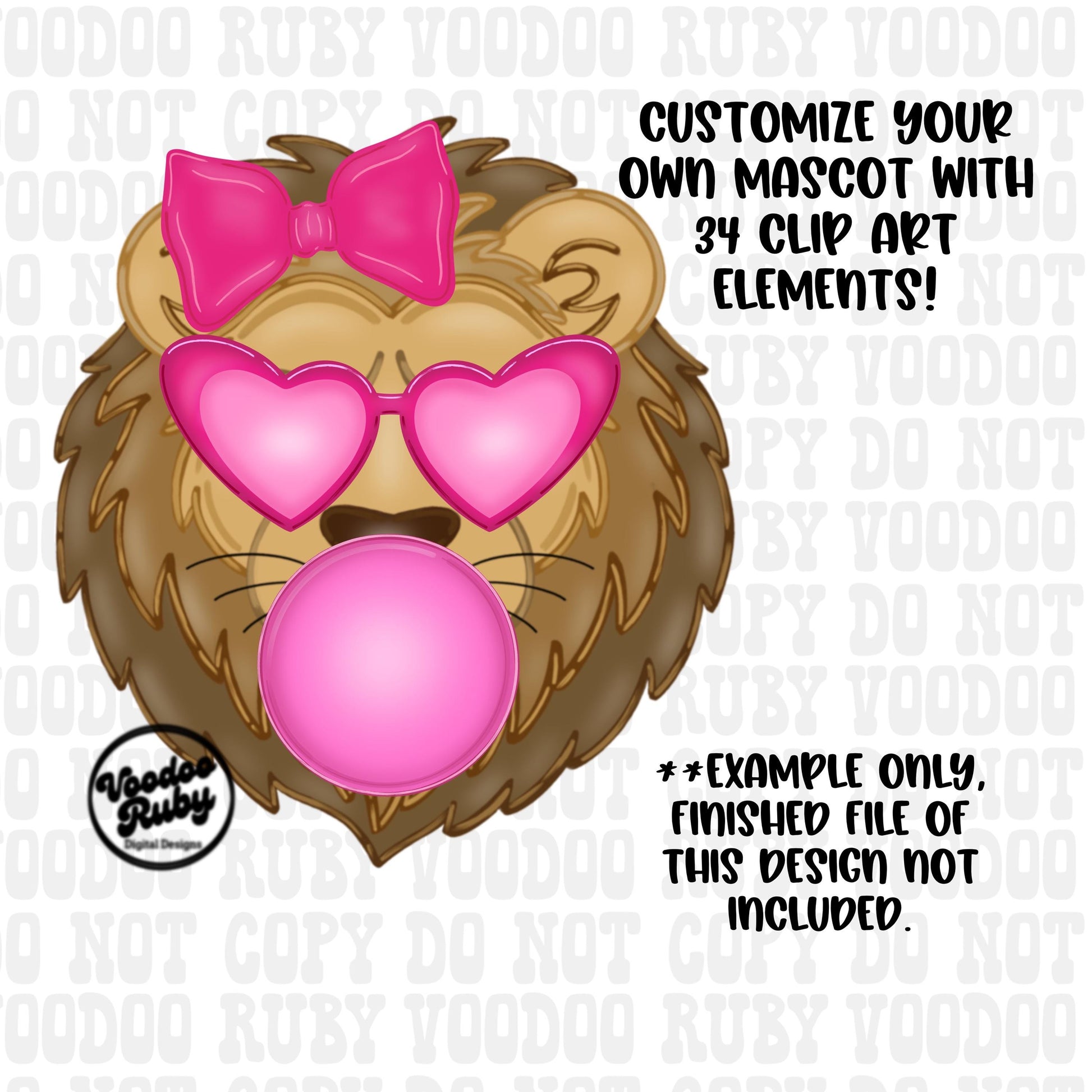 Lions Mascot PNG Bundle: Hand-Drawn Clip Art for Sublimation (Digital Download