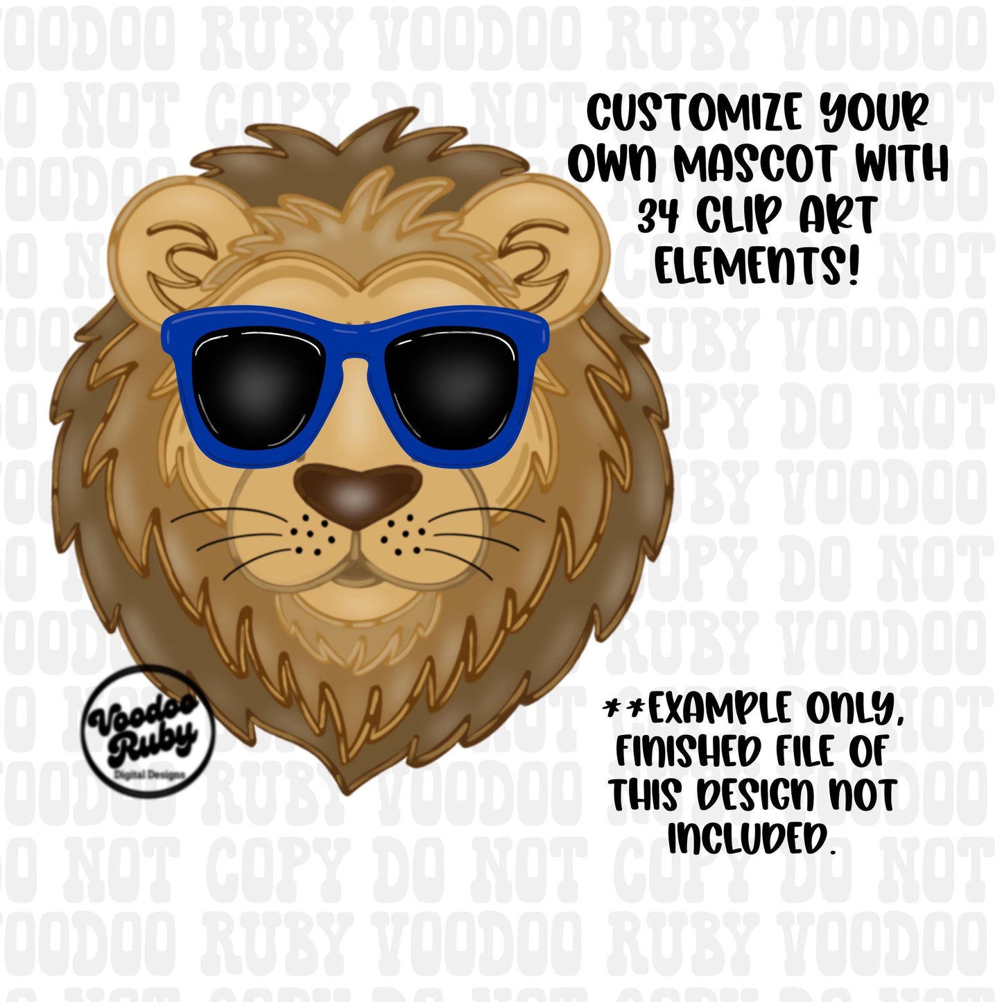 Lions Mascot PNG Bundle: Hand-Drawn Clip Art for Sublimation (Digital Download